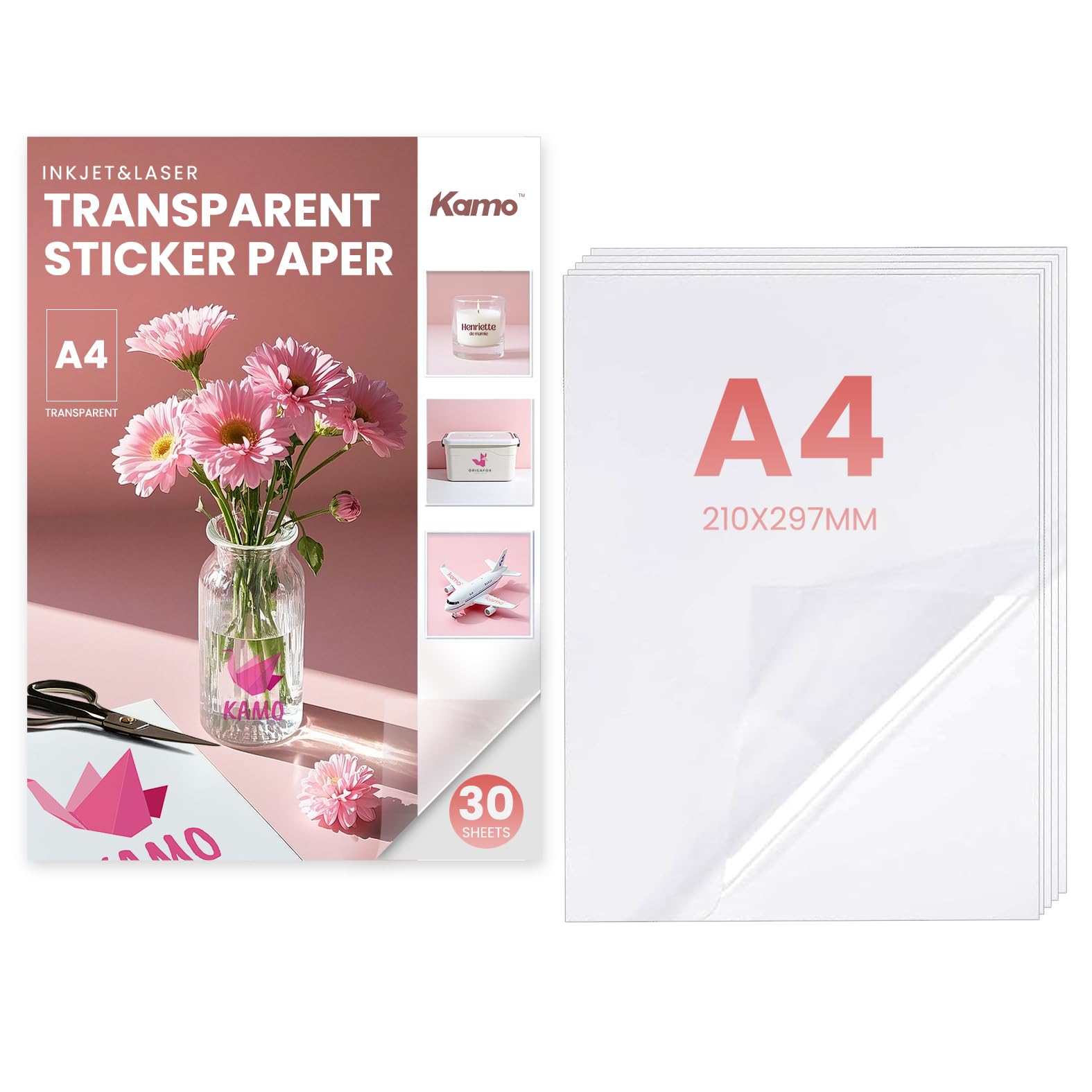 Carta Adesiva Bianca Kamo A4 - 30 Fogli Per Stampa Etichette | Per Laser E Inkjet - Foto 9