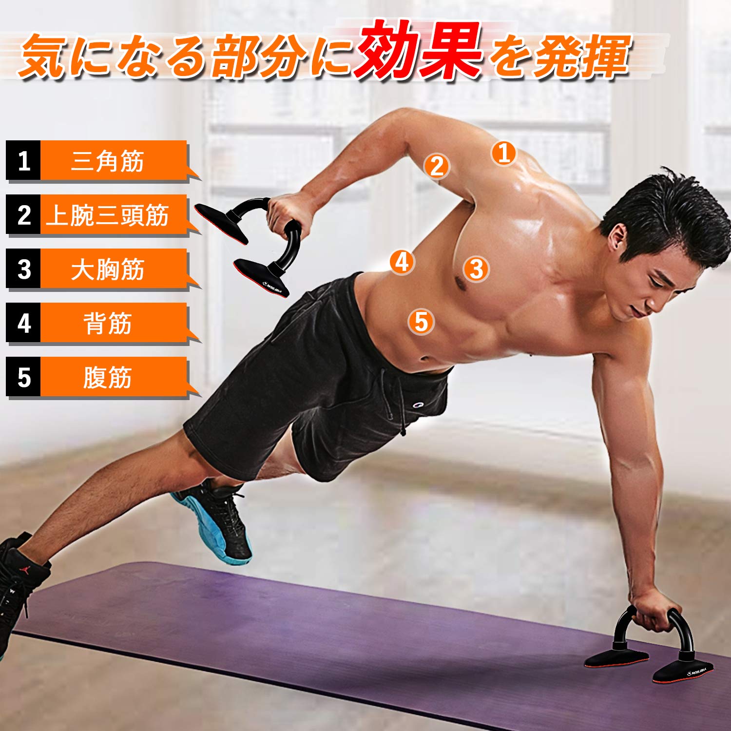 腕立て伏せ用 筋トレのアレ Amazon | H型腕立て伏せブラケット、男性アシスタント、室内