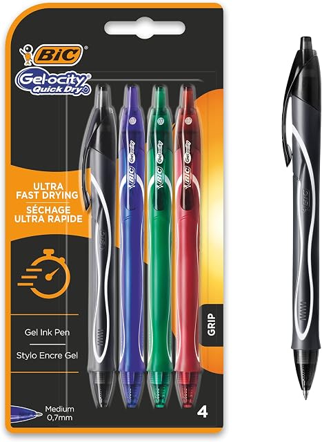 Bic Gel-ocity Quick Dry Gel Ink Pens - Assorted Colours, Pack of 4