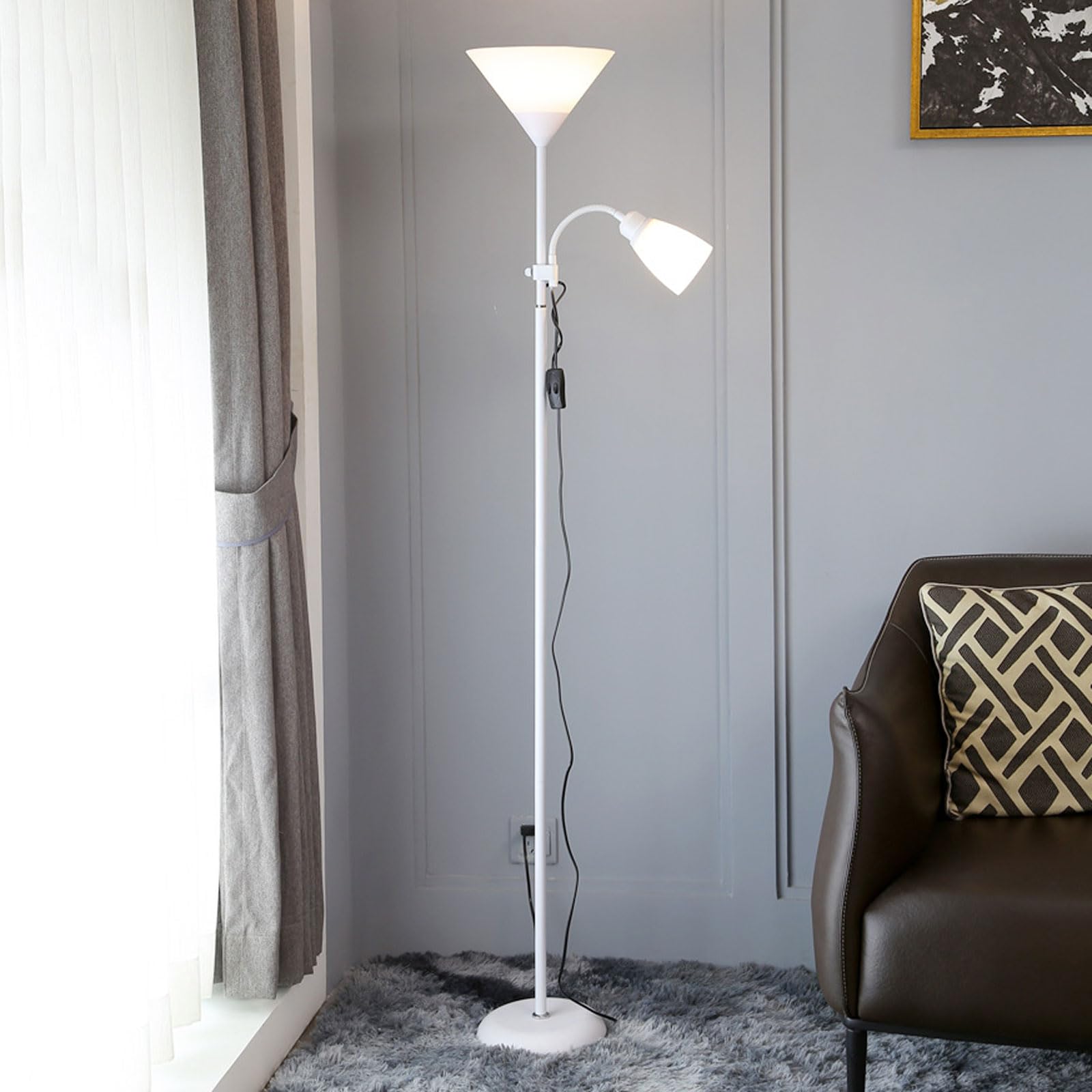 KKXXYQFC Lampada da dimmerabile - Illuminazione Industriale a LED a 3 Colori per Soggiorno, Camera da Letto o Ufficio - Lampada ad Angolo in Acrilico e Supporto Alto