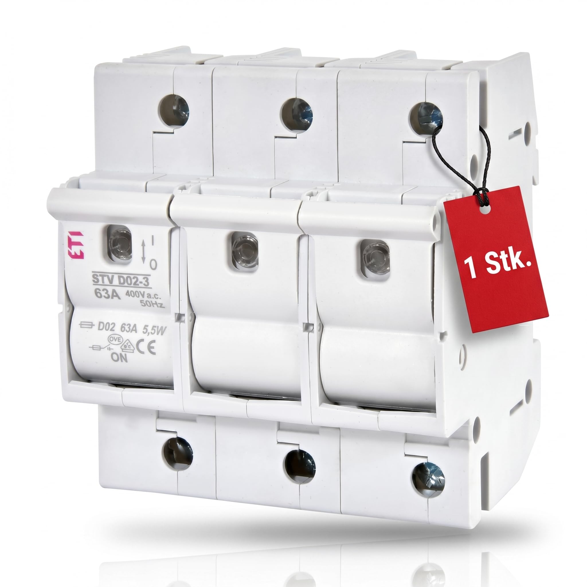 ETI Lasttrennschalter NEOZED Sicherungssockel 3-polig für D01-D02 Sicherungen - 63A - 400V (1)