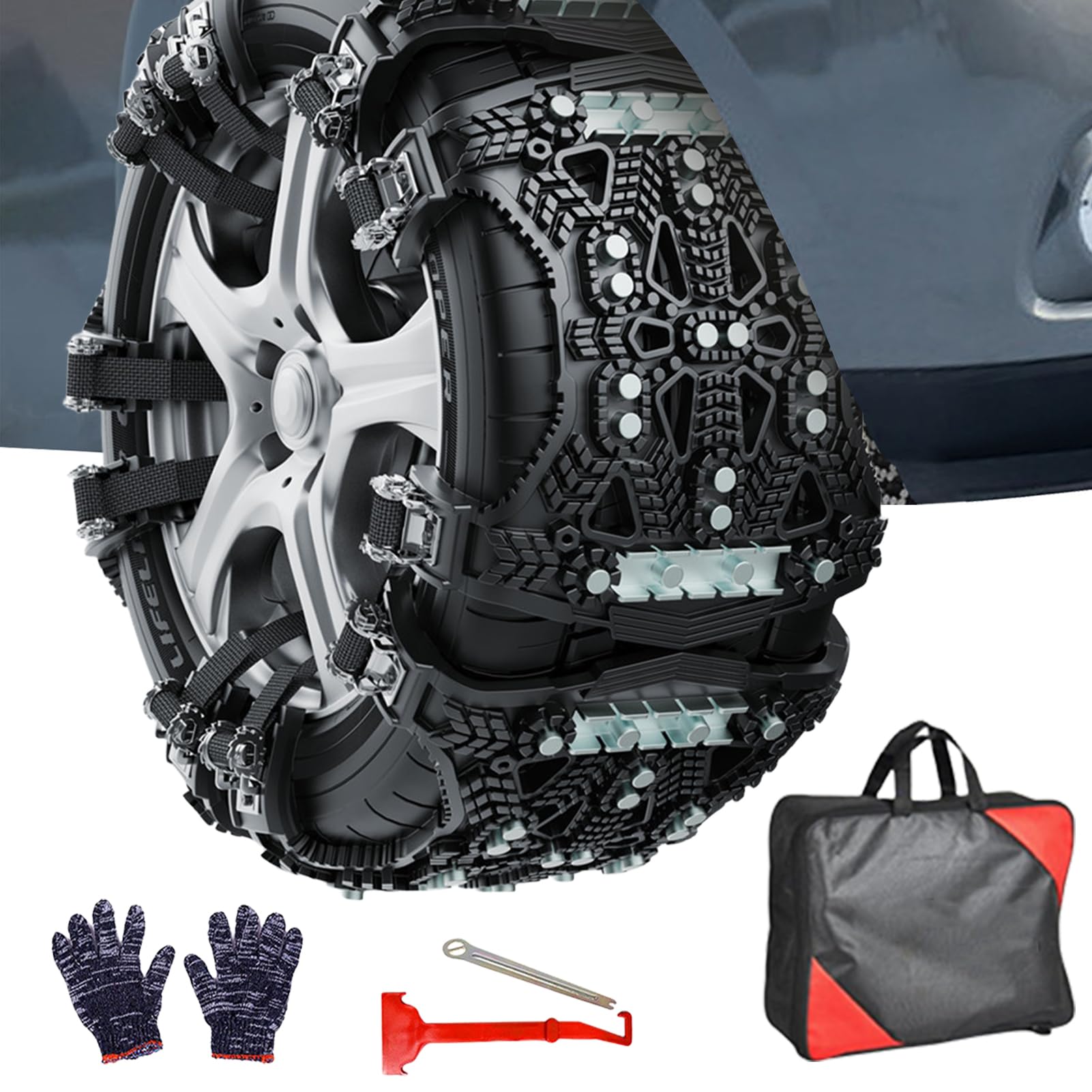 Cadenas de nieve para coche, cadenas de nieve antideslizantes para aplastamiento de hielo para neumáticos y suciedad | aplastamiento de hielo para neumáticos y suciedad