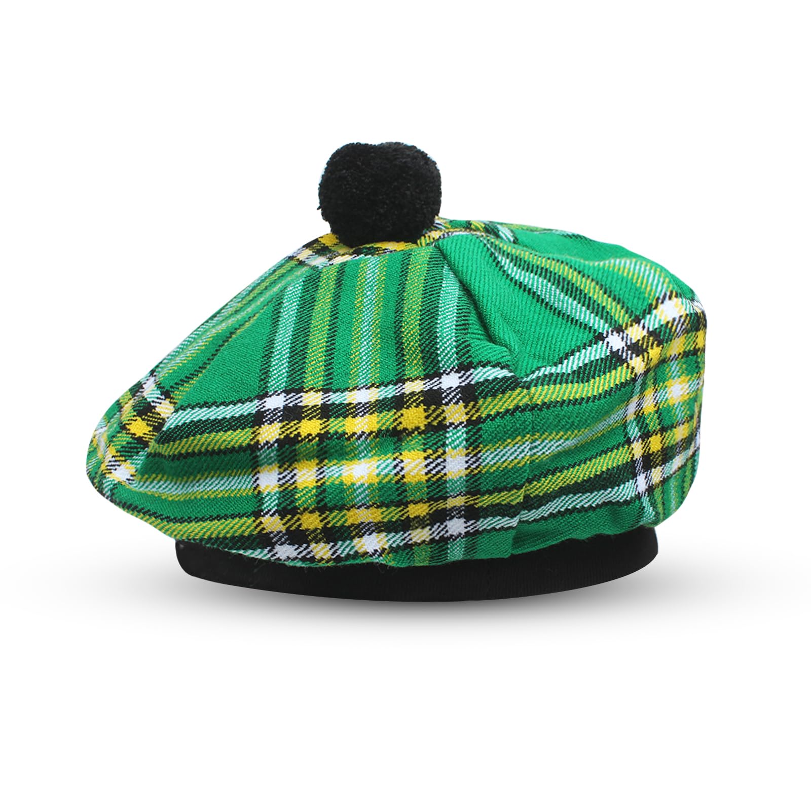 Yas Designer Unisex Irish Green Scottish Hat Tam O' Shatner Tammy Jimmy Flat Bonnet In Many Tartans (Irish Green), One Size