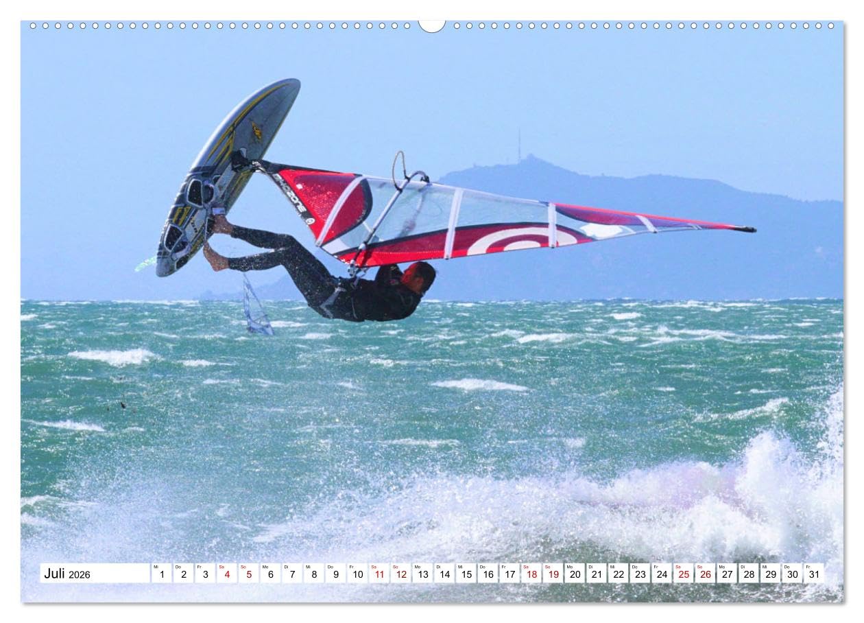 Funsport Windsurfen (hochwertiger Premium Wandkalender 2026 DIN A2 quer), Kunstdruck in Hochglanz: Atemraubenden Surfszenen, aufgenommen an traumhaften Surfspots (CALVENDO Sport)