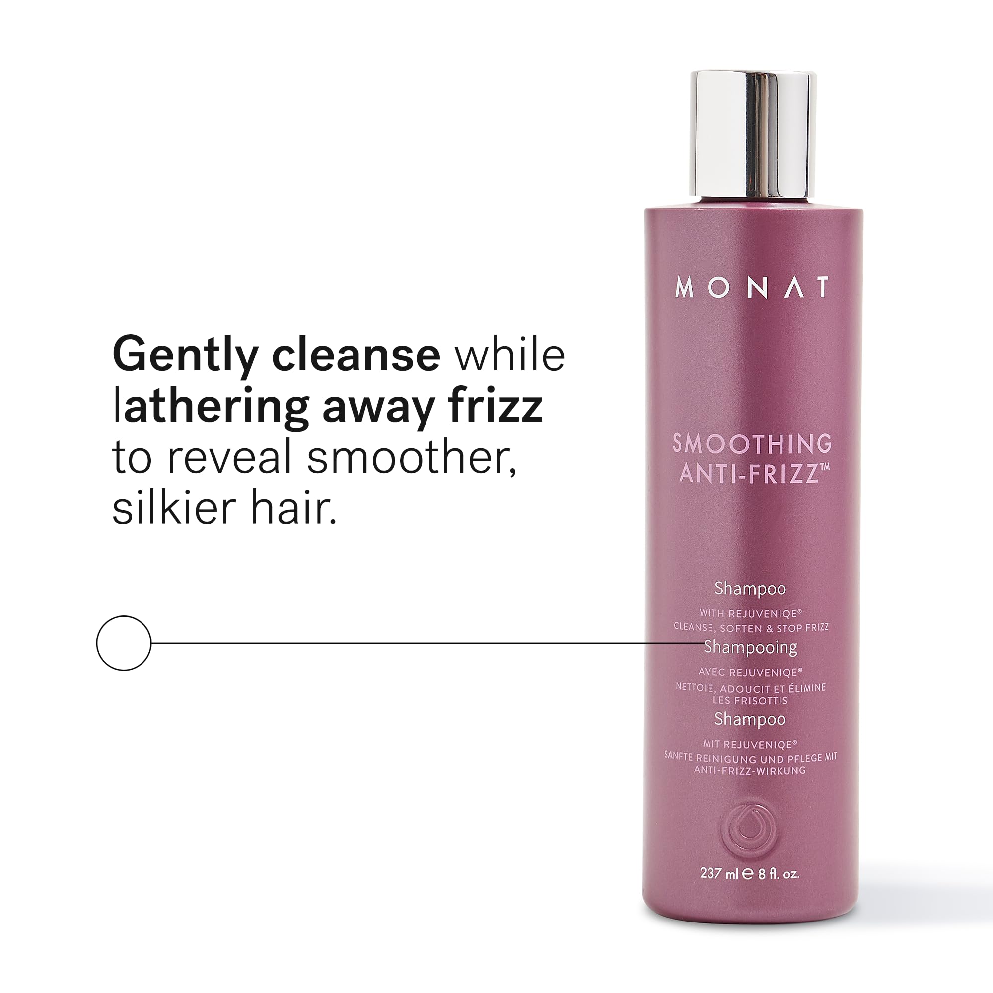 MONAT Smoothing Anti-Frizz Shampoo, Humidity Protection, REJUVENIQE & Tropical Butters, 237 ml