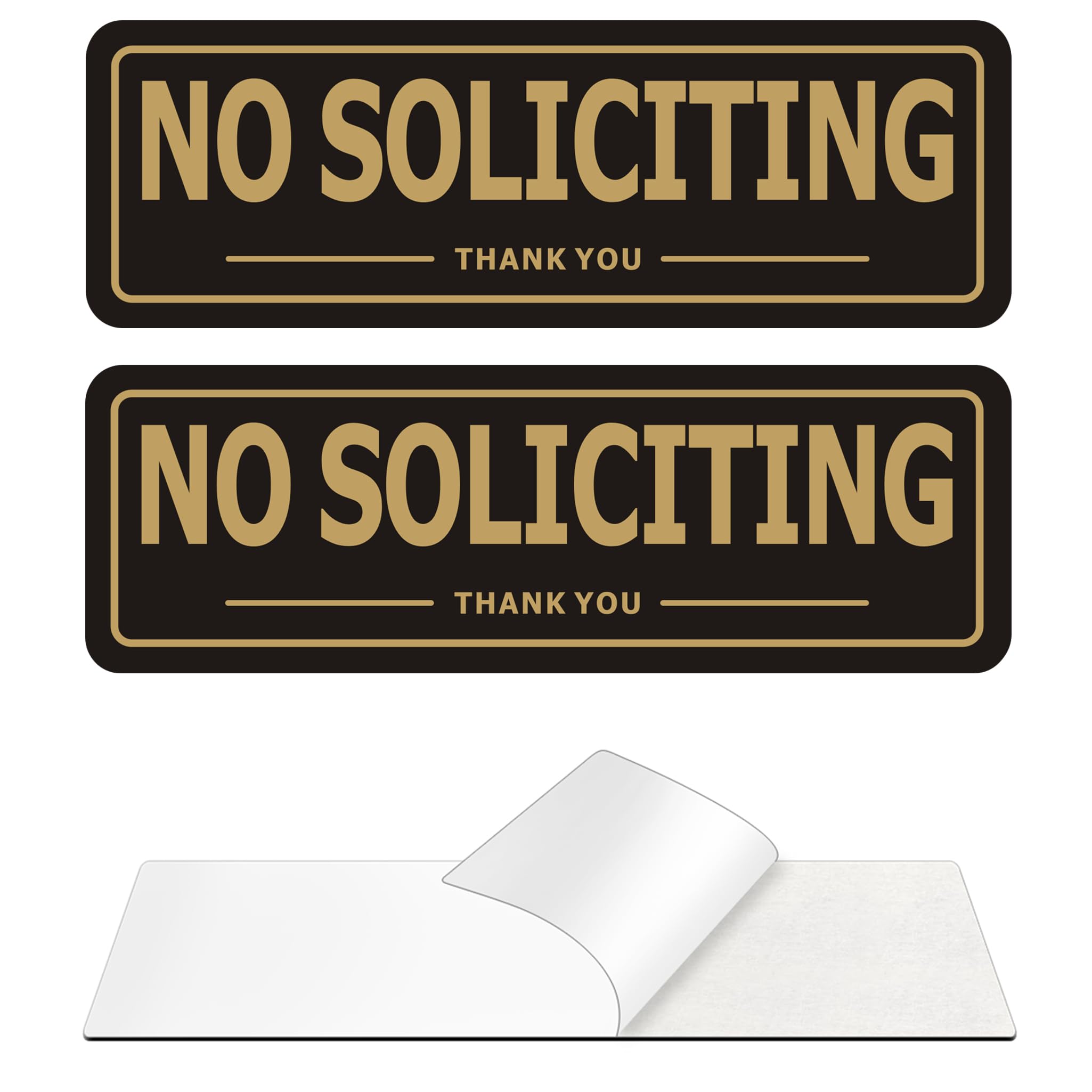 No Soliciting Sign for House, (2 Pack) Self-Adhesive No Soliciting Signs, Aluminum Metal No Solicitor Signs for Office Wall and Front Door