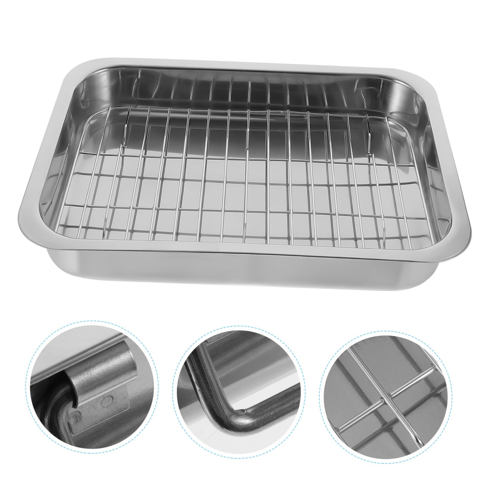 Juego de Bandeja para Hornear y Rejilla Rectangular 33x23x5 Cm Acero Inoxidable Apilable para Postres y Barbacoas Adecuado para Uso Doméstico y Profesional