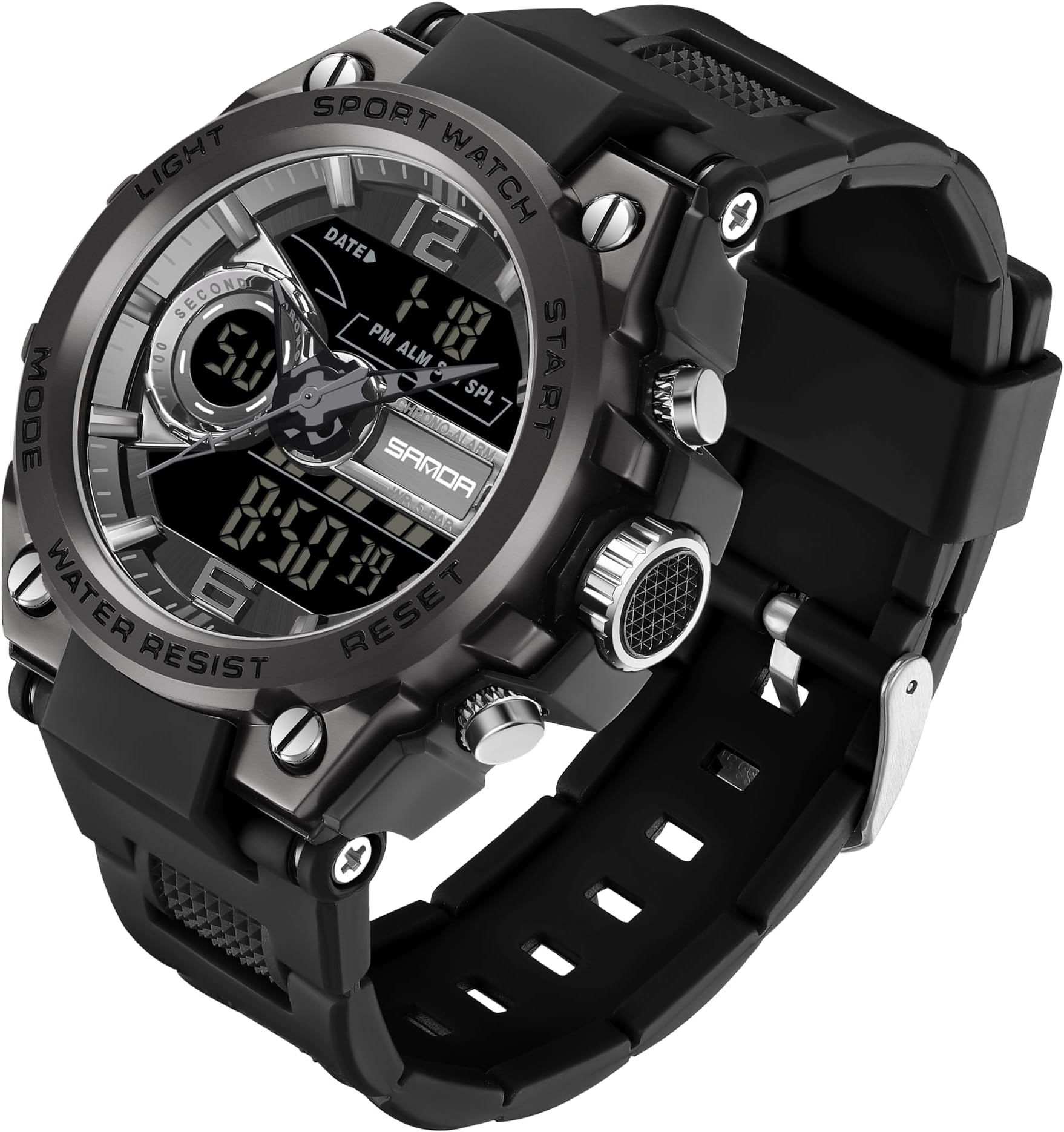 FORSININGMen's Watches Military Sports Outdoor Waterproof Watch Analog Digital Sport Watch Electronic Tactical Army Watches for Men Date Multi Function LED Alarm Stopwatch