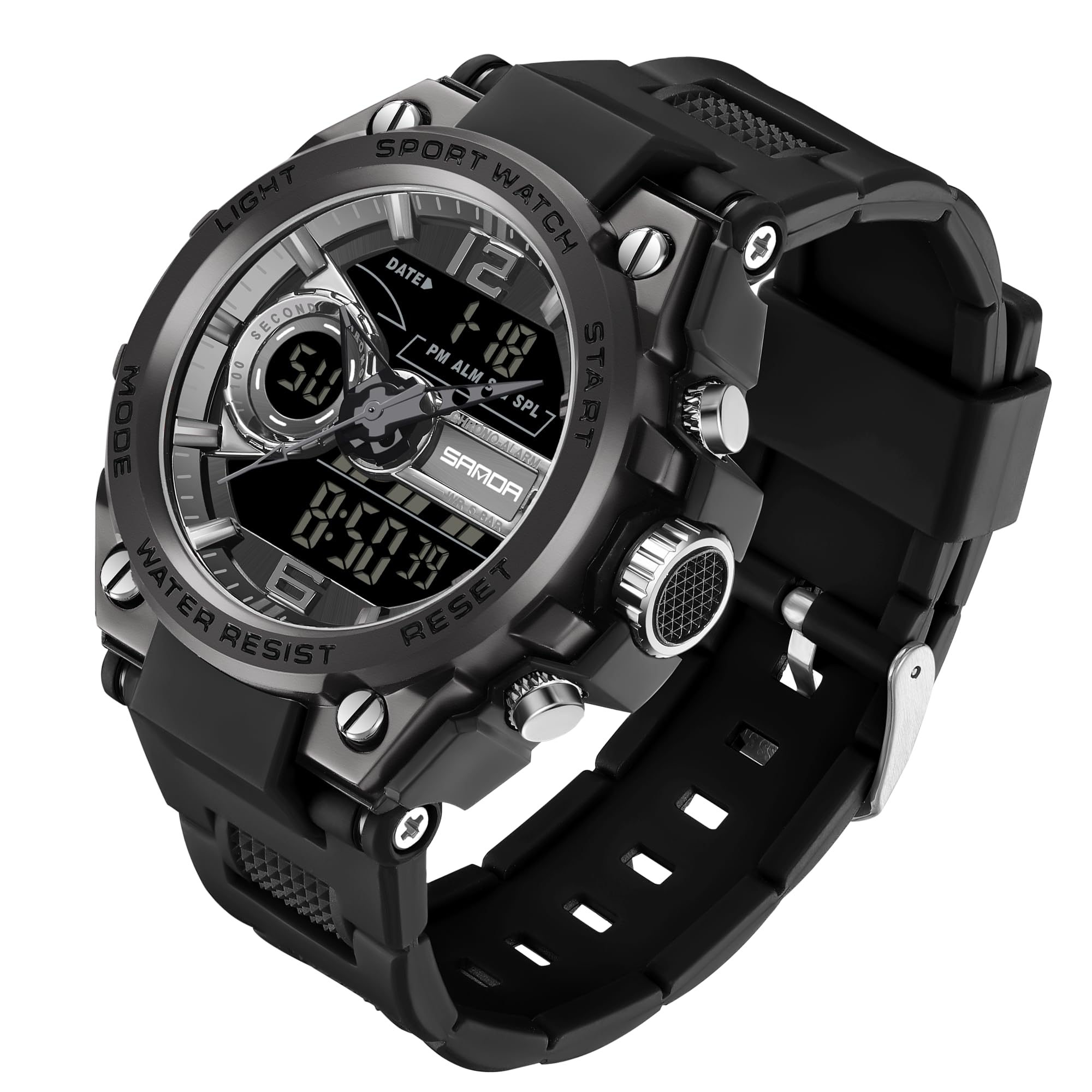 FORSININGMen's Watches Military Sports Outdoor Waterproof Watch Analog Digital Sport Watch Electronic Tactical Army Watches for Men Date Multi Function LED Alarm Stopwatch