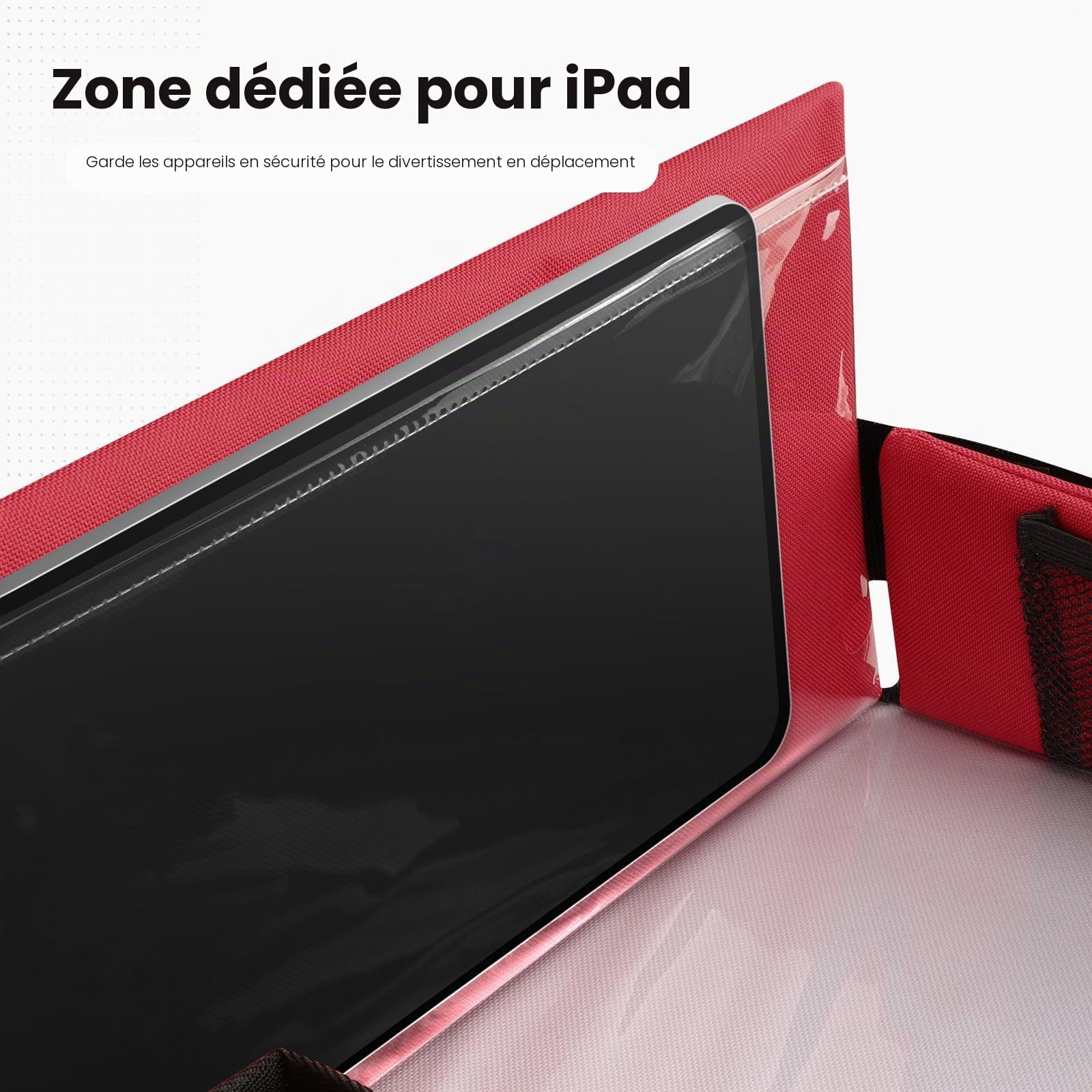YOOFAN Plateau de Voyage Enfant Voiture - Plateau de Dessin et de Jeu Polyvalent avec Fenêtre pour iPad, 6 Stylos de Couleur, Carton Amovible et 4 Poches pour Livres et plus