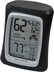 Termômetro e higrômetro interno AcuRite 00325, com medidor de umidade, preto