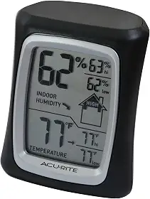 Termômetro e higrômetro interno AcuRite 00325, com medidor de umidade, preto
