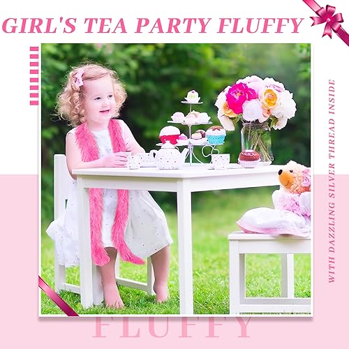 Miniatura 5 de Jexine 8 Boas de plumas a granel artificiales esponjosas, decoración para disfraz de boda, suministros de fiesta de té