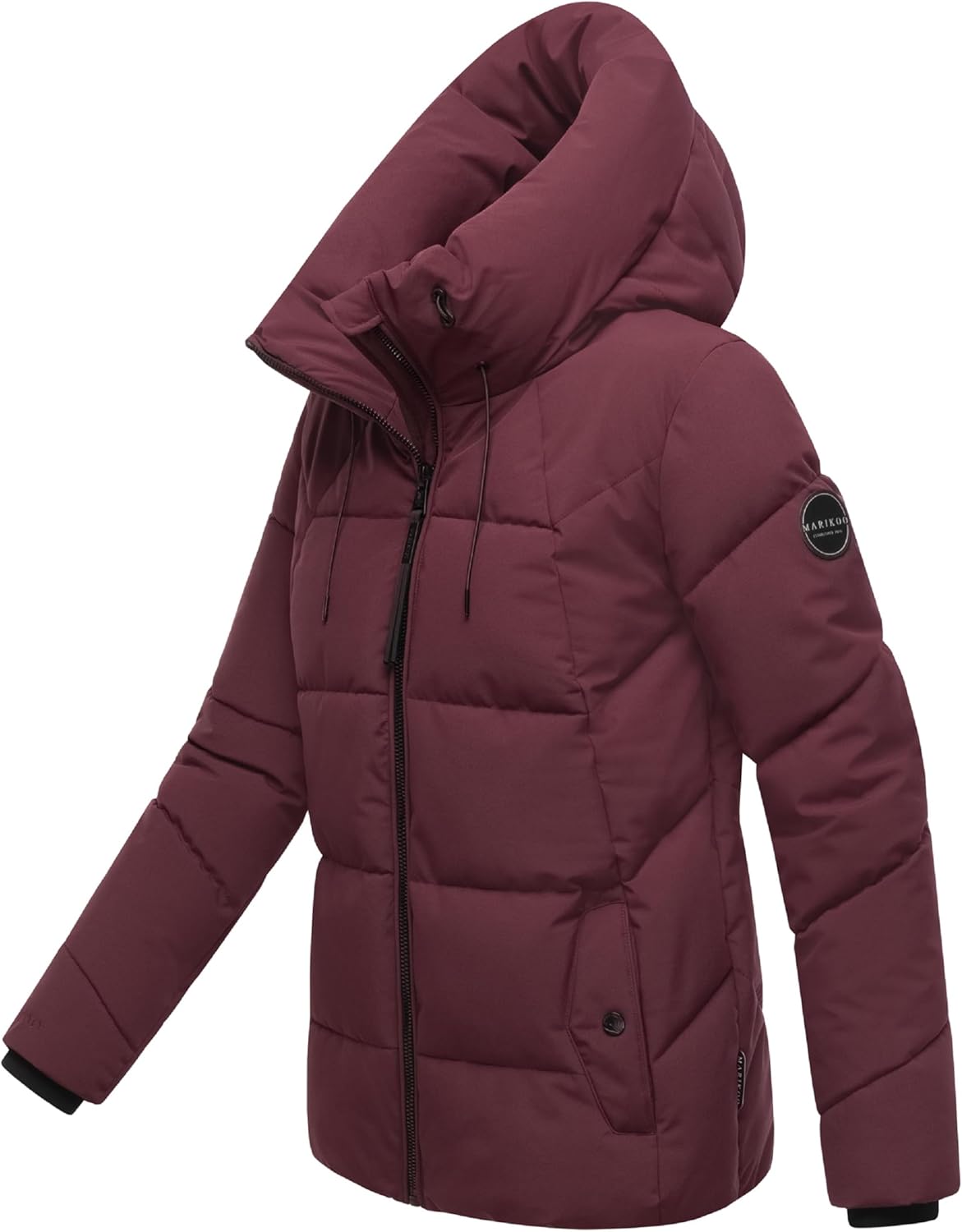 MARIKOO Karumikoo XVI Winterjas voor dames, warme gewatteerde jas, lang, met capuchon en hoge kraag, XS-5XL, Donkerblauw, XS
