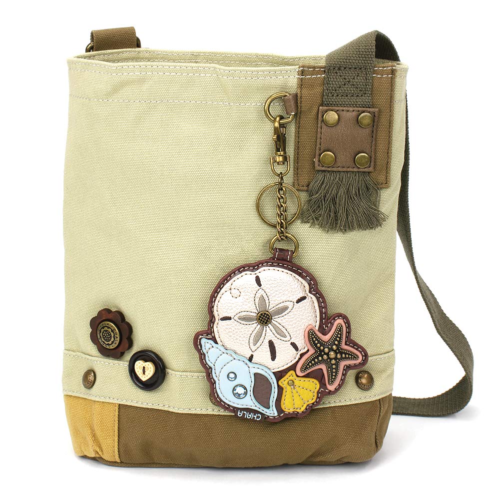 CHALA Patch Cross-Body Women Handbag, Canvas Messenger Bag Olive, Metal Charming Cross - Oliv, Medium — view 35
