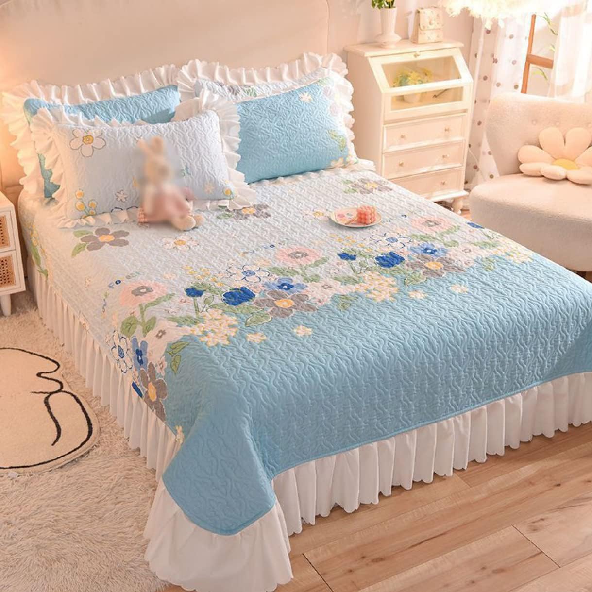 ローラアシュレイ ストライプパッチワークキルトカバー　ベッドスプレッド　新品 ローラアシュレイ ストライプパッチワークキルトカバー ベッド