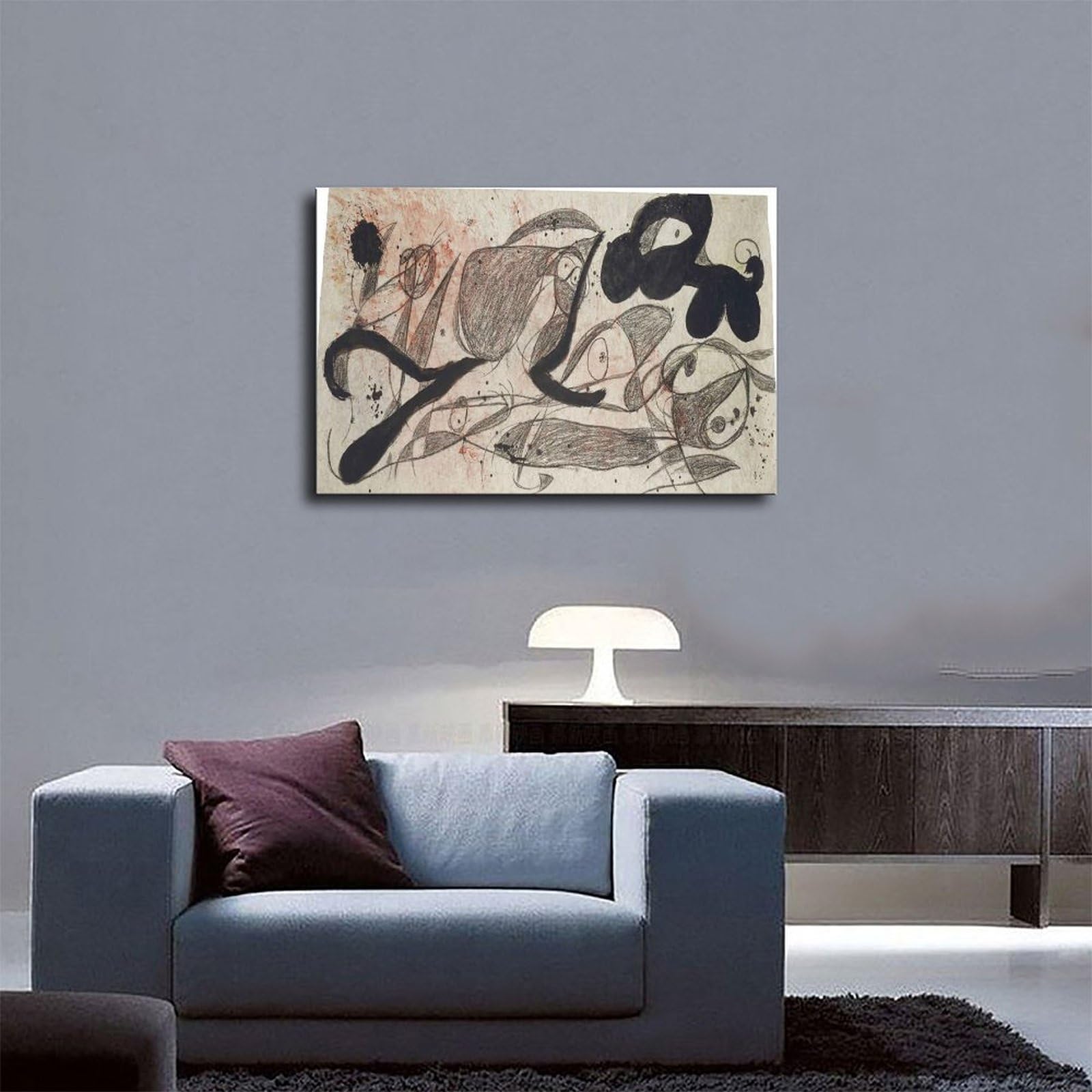 WCYB Joan Miro Prints plakat na płótnie, motyw: Oiseaux, Chien, do biura, salonu, bez ramy, 40,6 x 61 cm (dł. x szer.)