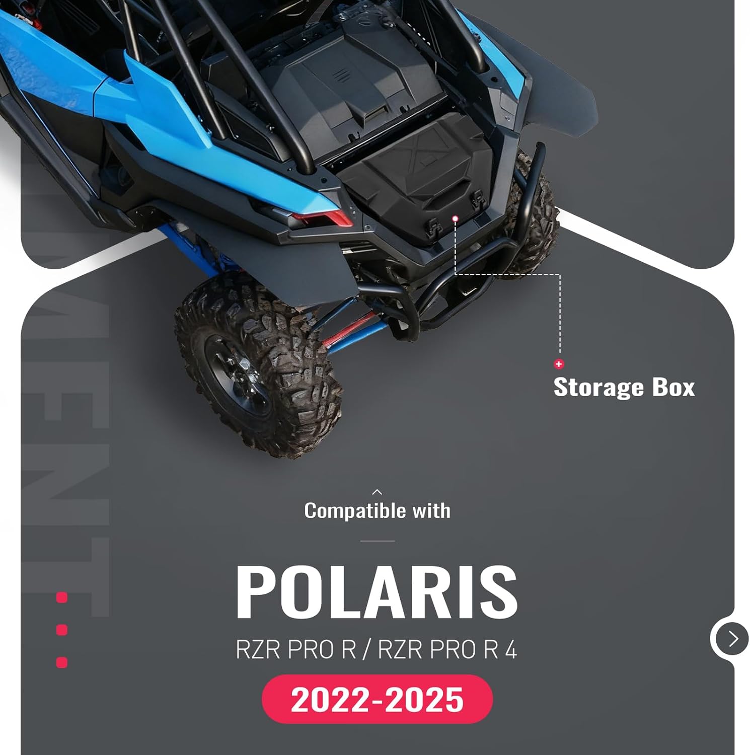 36QT Storage Box Compatible with 2022-2025 Polaris RZR Pro R, R 4 Replacement for 2884236 Rear Cargo Box Bin Bed Tool UTV Accessories PP Plastic