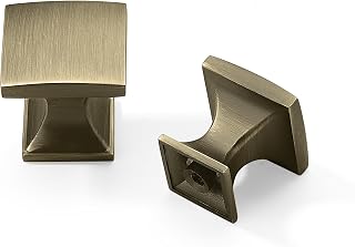 Square Antique Brass Cabinet Knob, 1 in (25 mm) · Zinc Alloy · 10-Pack