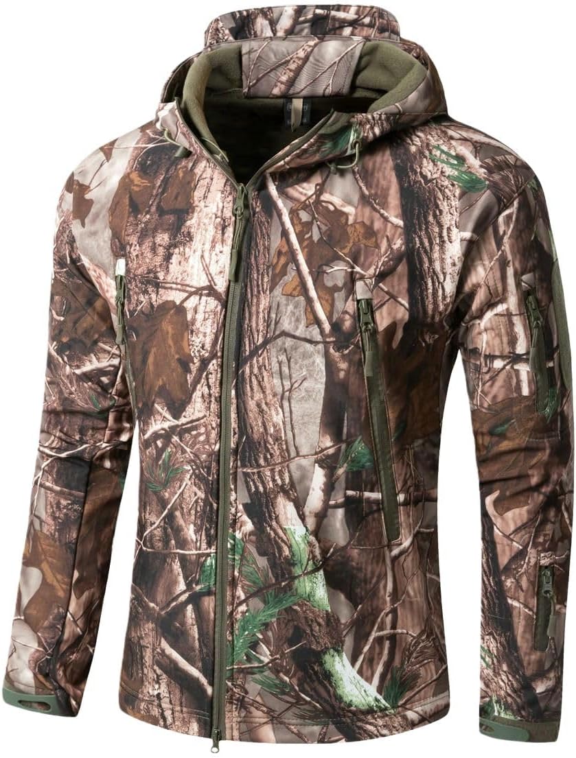 Men’s Outdoor Tactical Softshell Windproof Warm Hiking Jacket Military Style Outerwear