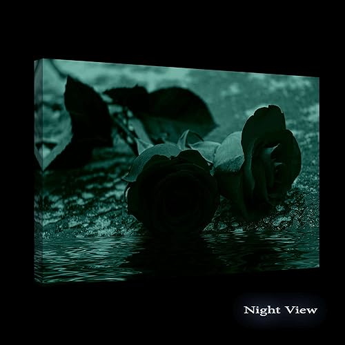 Miniatura 2 de Startonight Lienzo decorativo para pared, diseño de rosas en el agua, flores rojas grandes para sala de estar, enmarcado, 32 x 48 pulgadas