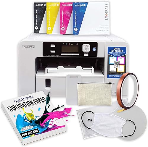 Sawgrass Impresora de sublimación SG500 con kit estándar SubliJet UHD para impresión en blanco por sublimación de tinta. Incluye muestras, tinta
