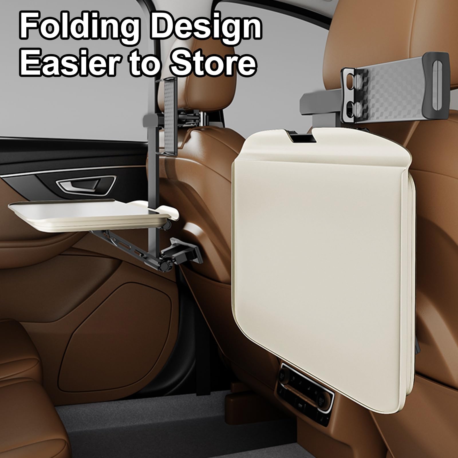 Tavolino Portatile Per Sedile Posteriore Auto – Con Portabicchieri E Supporto Per Cellulare, Capacità 15-20 Kg, Materiale ABS, Pieghevole
