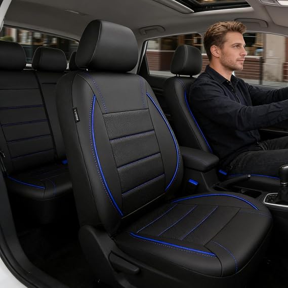 9 PCs Leather Car Seat Covers Full Set,Waterproof Auto Seat Protector