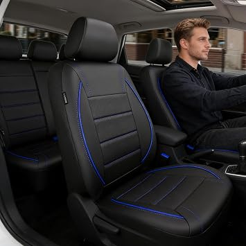9 PCs Leather Car Seat Covers Full Set,Waterproof Auto Seat Protector