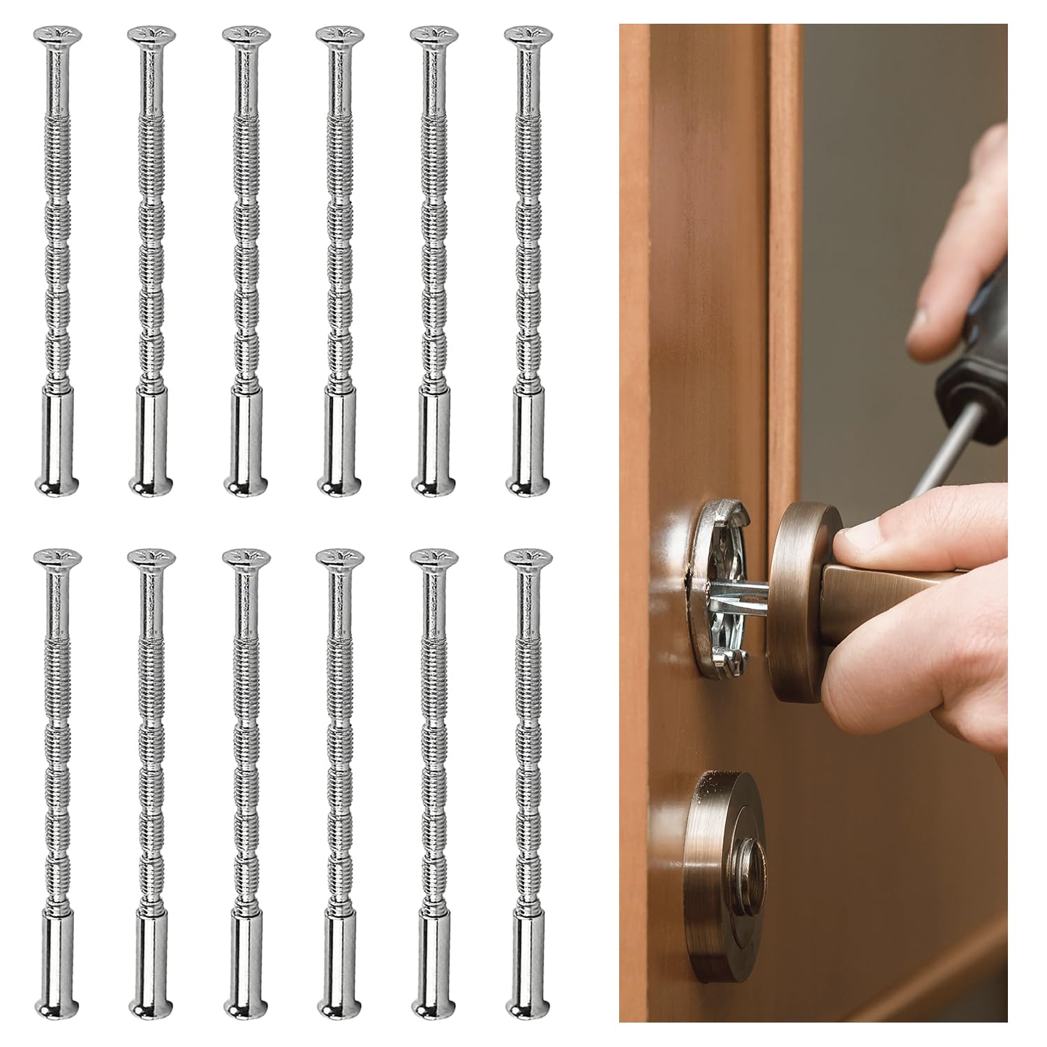 30 Juegos De Tornillos Y Manguitos M3 Para Manija De Puerta – Fijación Pasante De Acero Al Carbón Con Acabado Níquel