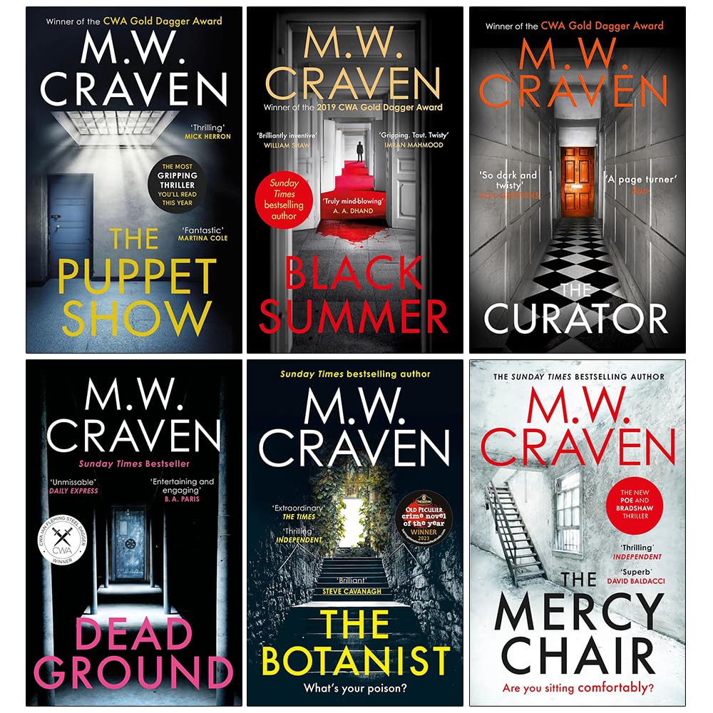 Washington Poe Series 6 Books Collection Set By M. W. Craven (The Puppet Show, Black Summer, The Curator, Dead Ground, The Botanist & The Mercy Chair)