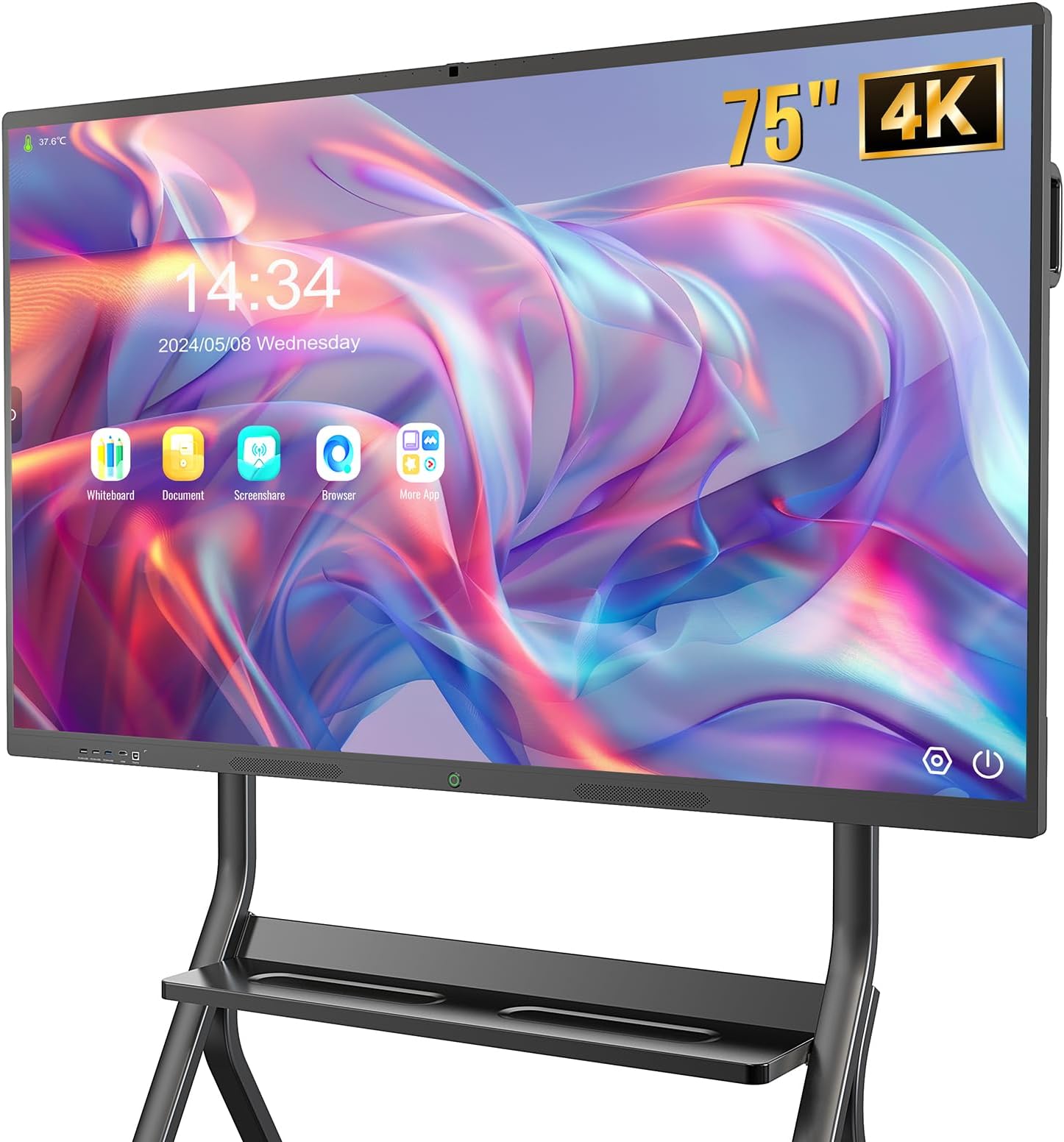 Smart Board Touchscreen 4K Interactive Whiteboard, 8GB RAM, 128GB ROM, Built-in Ultra HD Camera, Microphone, Support WIFI, Bluetooth, HDMI (75 Inch)