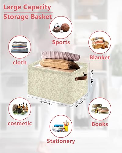 Miniatura 2 de Cesta de almacenamiento de línea simple amarilla para organizar estantes, cajas de almacenamiento plegables con asa, cesta de lona de arte abstracto