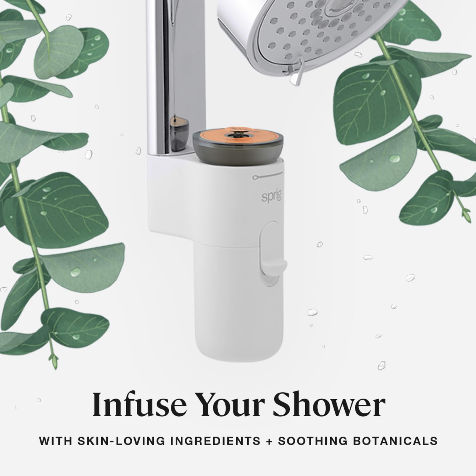 Sprig by Kohler Kit de démarrage pour infusion de douche, aromathérapie propre, ingrédients pour la peau et les cheveux, blanc/chrome