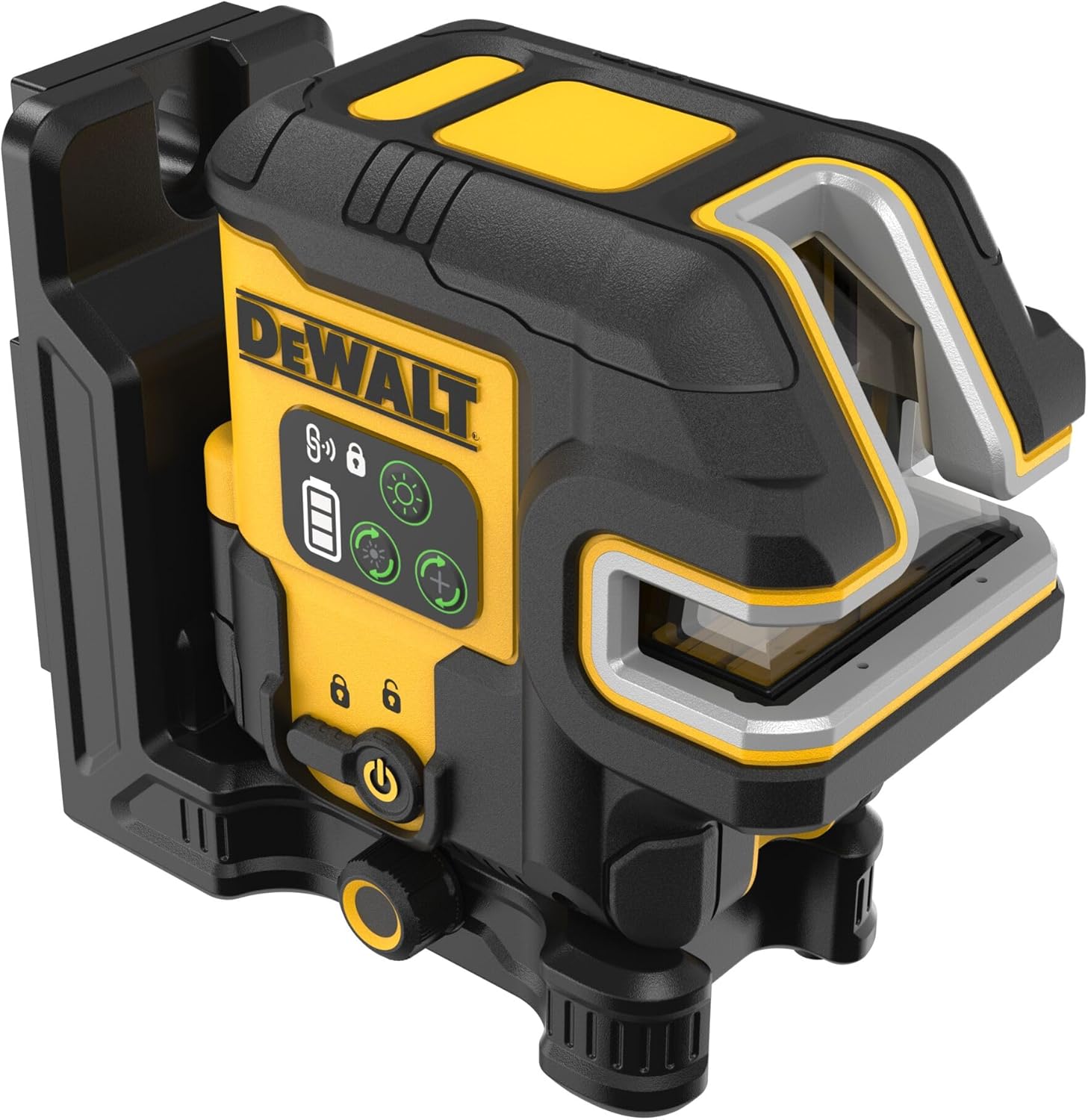 DEWALT 150 ft Green Cross Line 5 Spot USB Rechargeable Laser Level Kit with Remote Control, Self Leveling, Adjustable Brightness, Adapter USB Cable and Bracket Included,Tripod Compatible (DCLE14251G)
