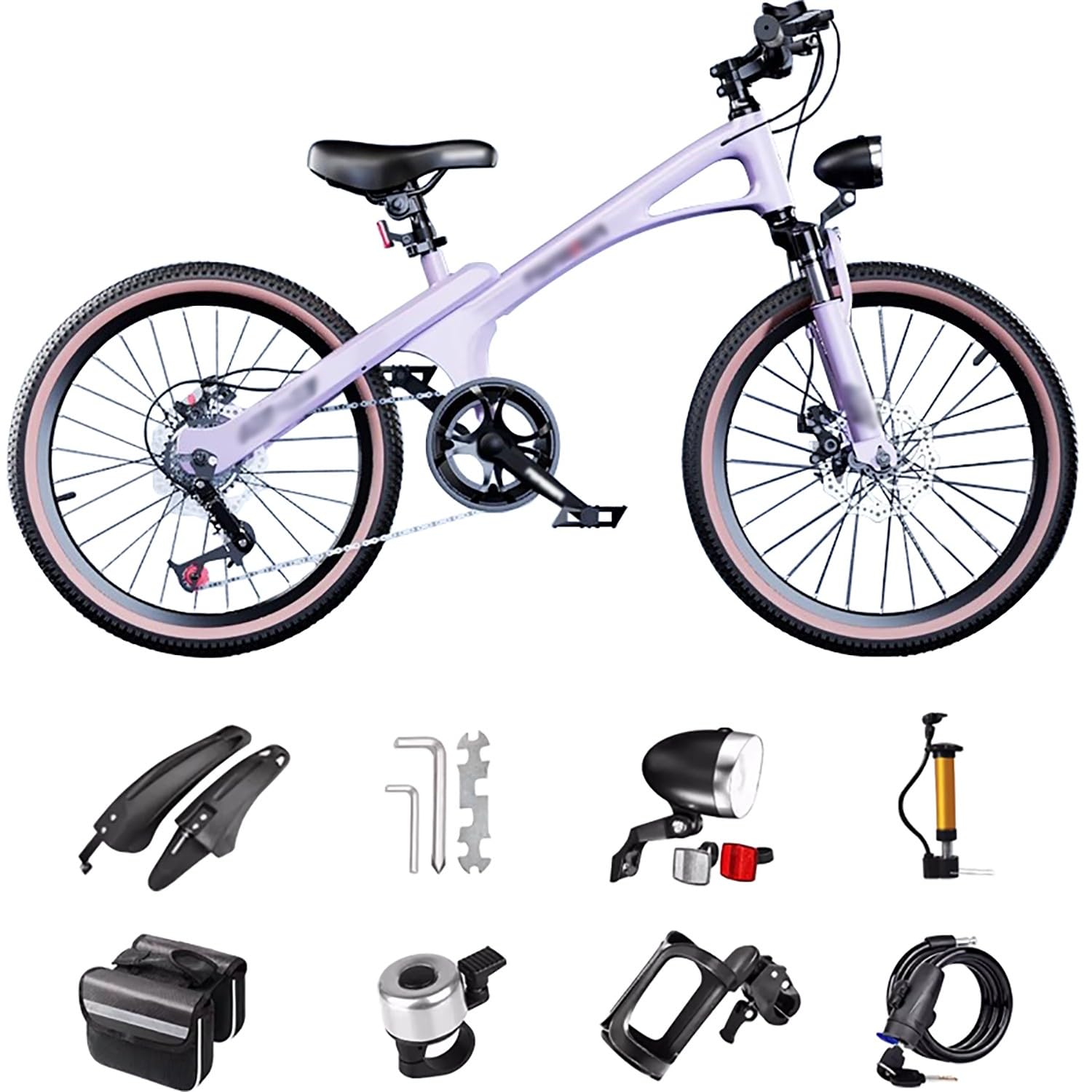 Vélo enfant 7 Vitesses 18 pouces, alliage de magnésium, suspension, cadre en alliage de magnésium, freins à double disque, pour enfants de 5 à 8 ans B-7speed,18 inches