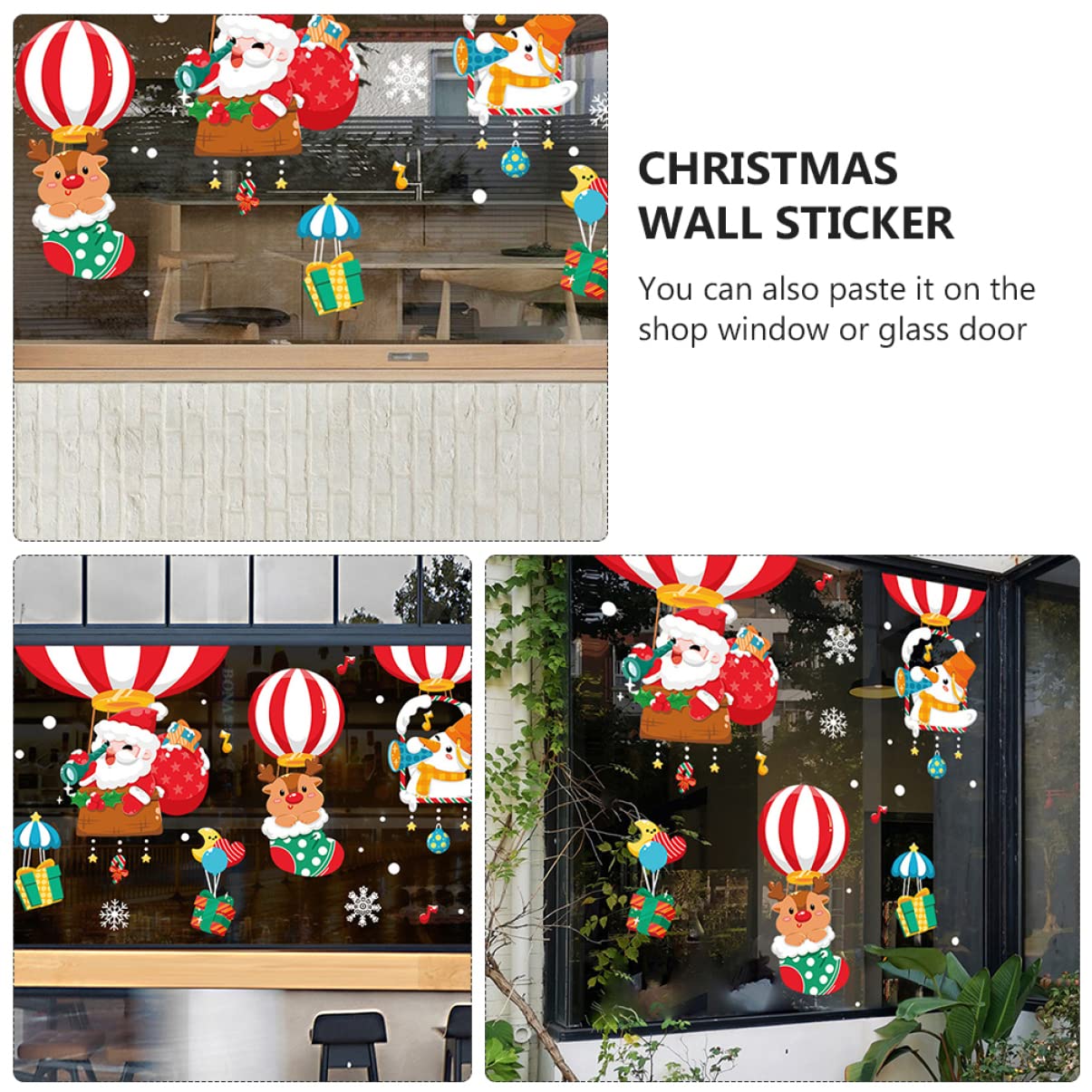 PRETYZOOM 3 Juegos Pegatina Ventana Navidad Papa Noel Christmas Xmas Etiquetas Adhesivas De Polivinilo 2 Piezas * 3