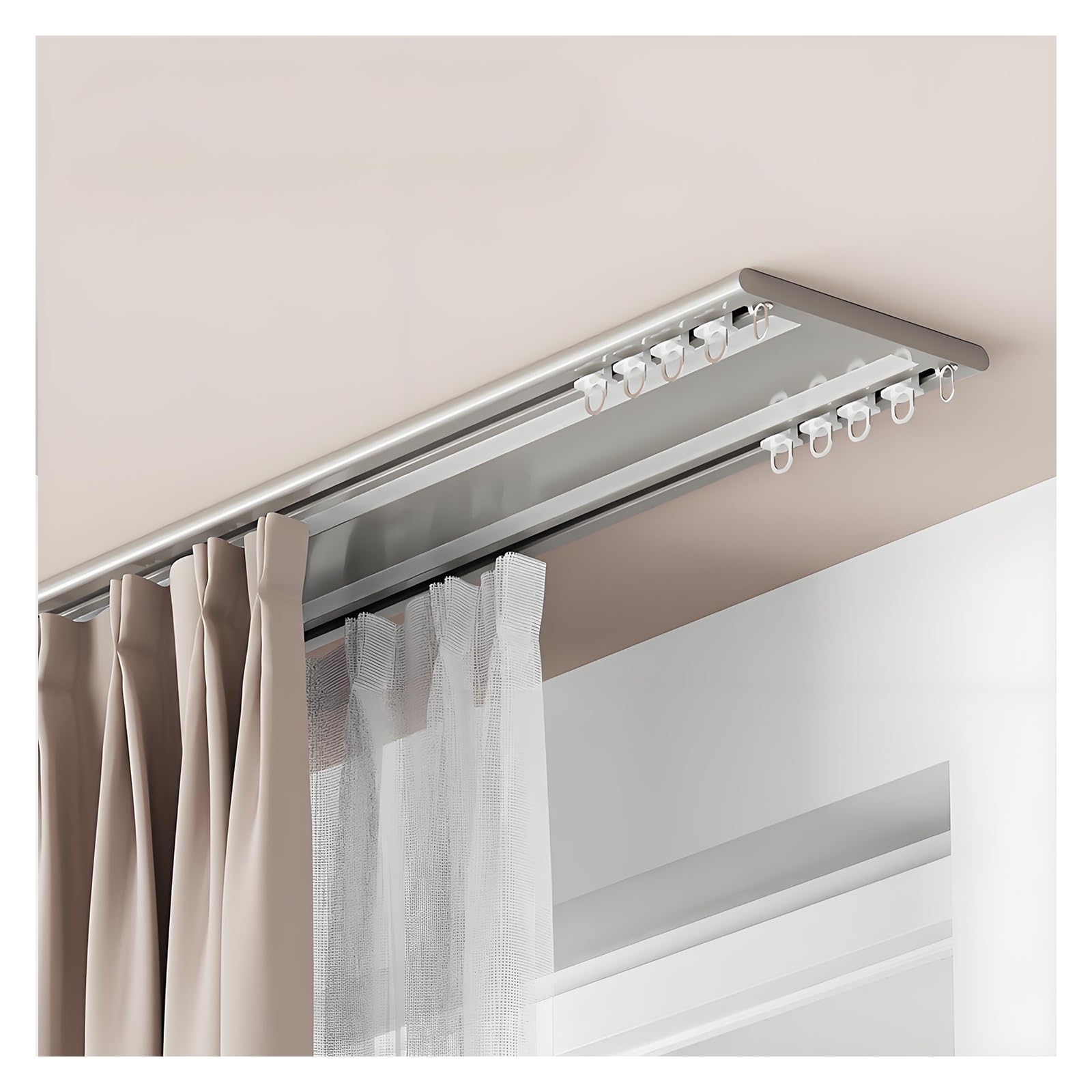 Rails à double rangée de 5,4m et cloisons de plafond à roulettes silencieuses pour placard