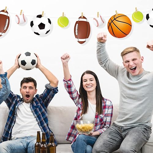 Miniatura 3 de Paquete de 39 recortes deportivos para fiestas, tableros de anuncios de fútbol para decoración de aula, recortes de juegos de fútbol con puntos de