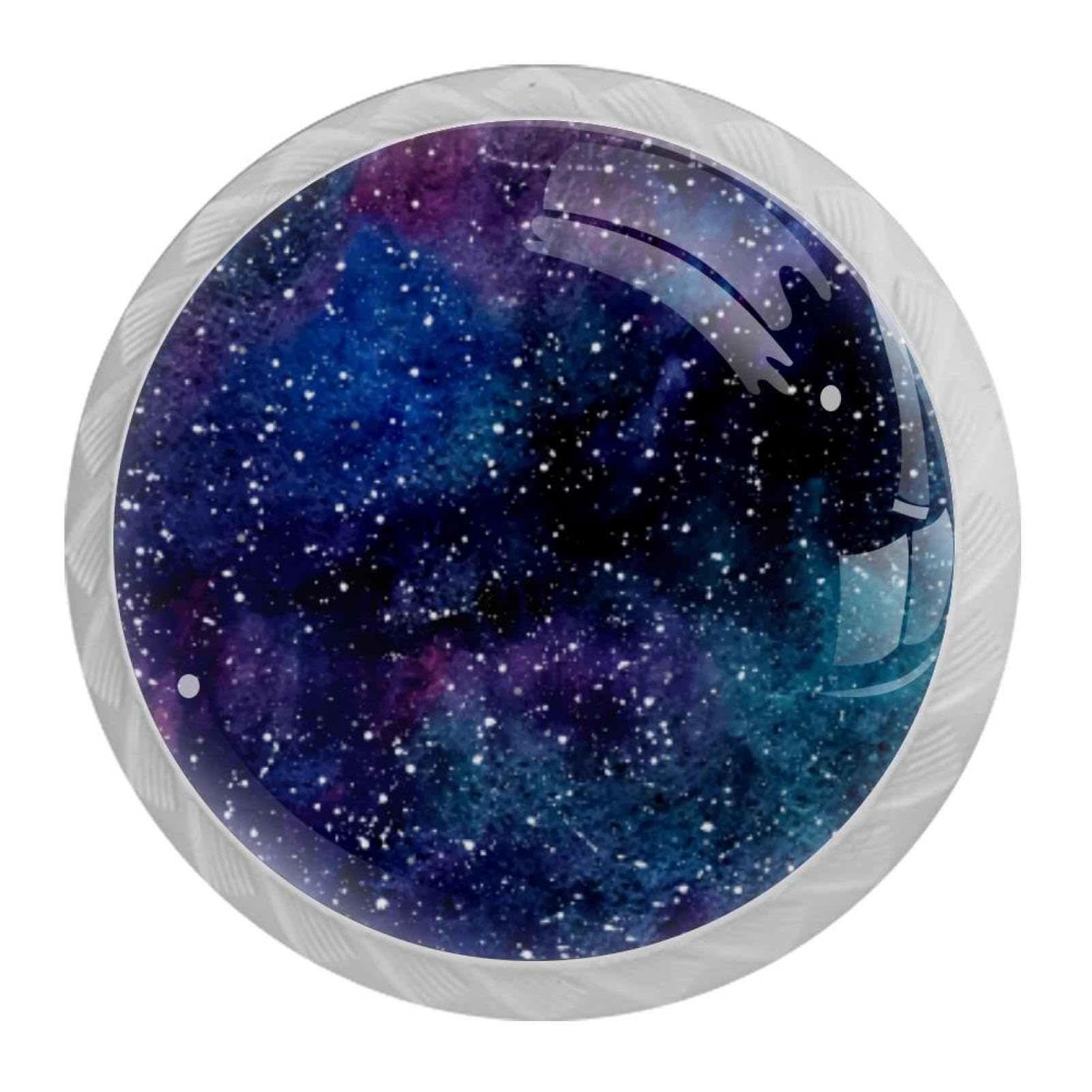 Tqmspg 4 Pieces Drawer Pulls Galaxy Starry Sky Door Knobs Dresser Handles for Kitchen Wardrobe Cupboard Hardware Furniture