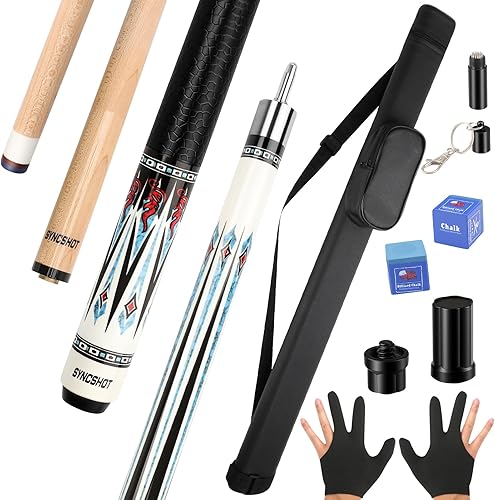 Taco de piscina profesional con estuche rígido, taco de billar de arce canadiense de 58 pulgadas y punta arcoíris multicapa de 0.492 in, juego de