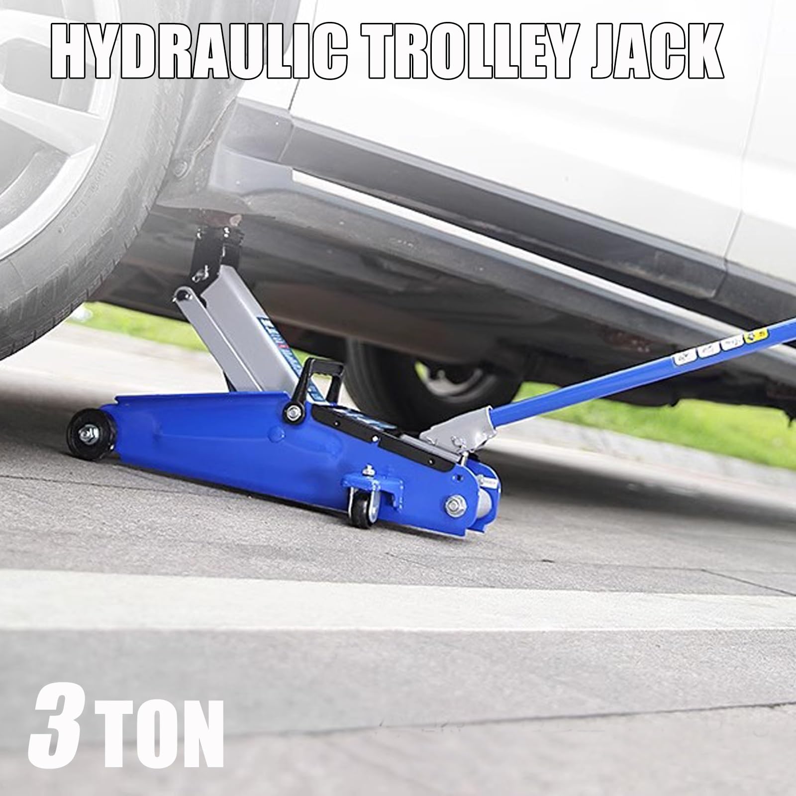 Cric Idraulico A Carrello A Basso Profilo Cric Portatile for Auto in Acciaio da 3 Tonnellate con Ruote Posteriori Girevoli E Comoda Maniglia for Custodia for Camion for Manutenzione