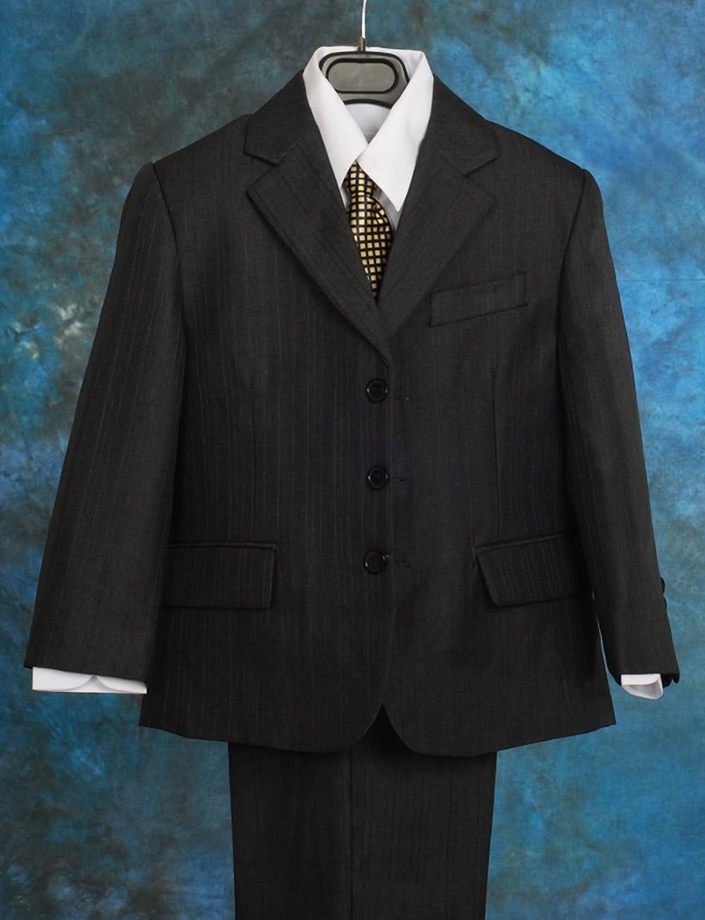 Lito Angels Big Boys' Striped Formal Dress Suit Classic Fit Wedding Outfit 5 Piece Set 009
