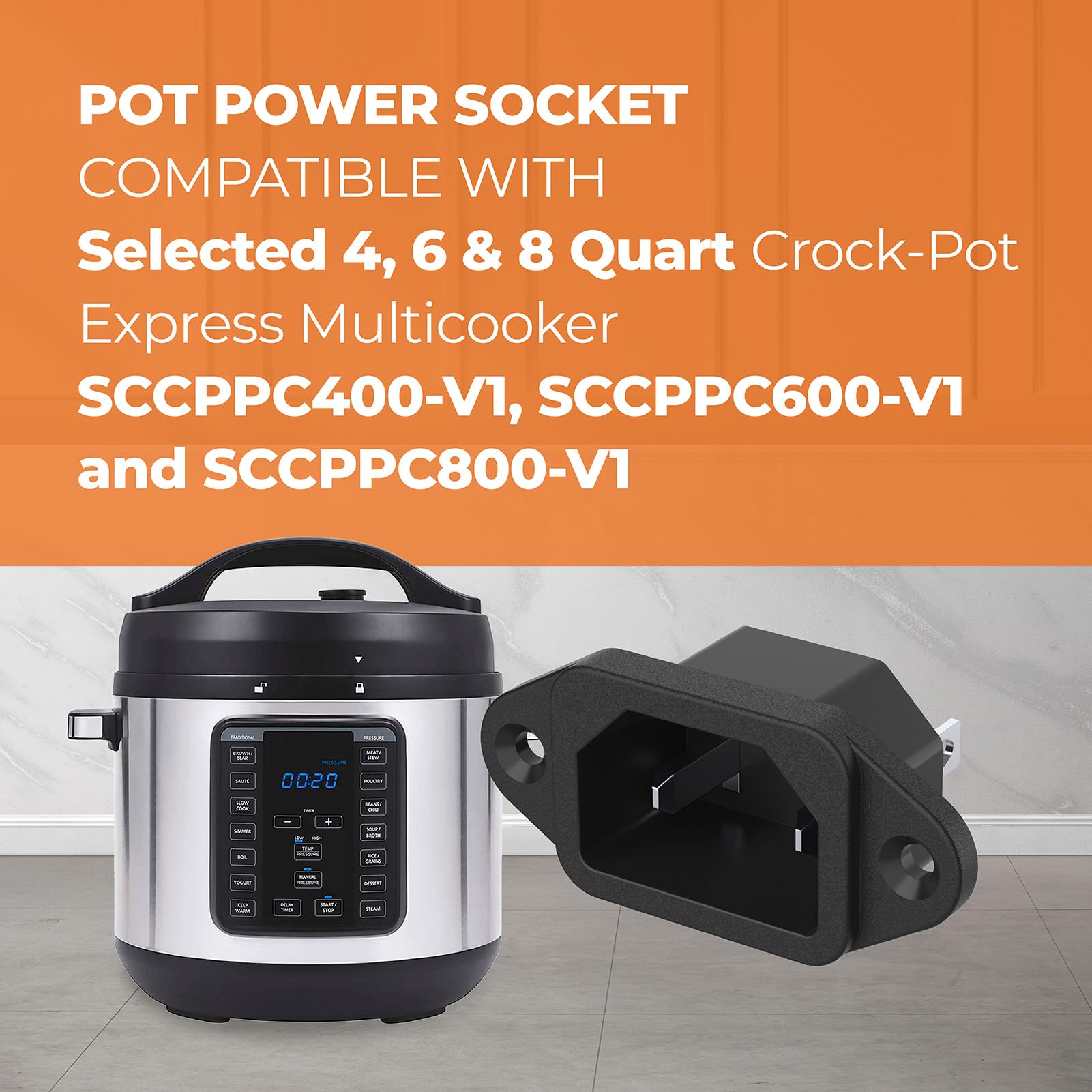 Pressure Power Socket Replaccement for 4, 6 & 8 Quart Crock-Pot Express Multicooker SCCPPC400-V1, SCCPPC600-V1 and SCCPPC800-V1 Pressure Cooker Replacement Parts
