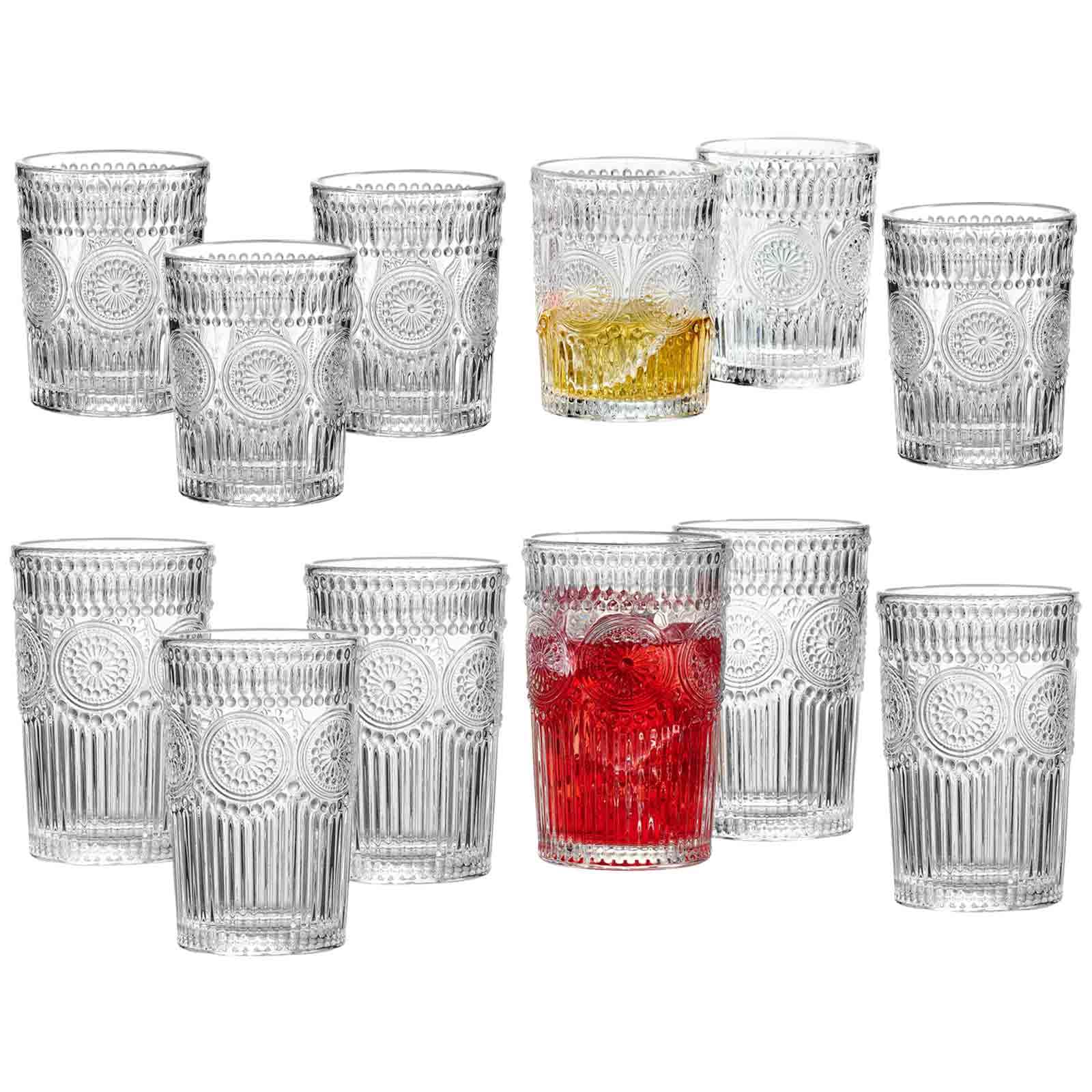 Ritzenhoff & Breker Paolo Bargläser Set 12-teilig – 6x Longdrinkgläser 330 ml & 6x Whiskygläser 250 ml – Trinkgläser im Retro Design, Ornamentik, spülmaschinenfest – Klar