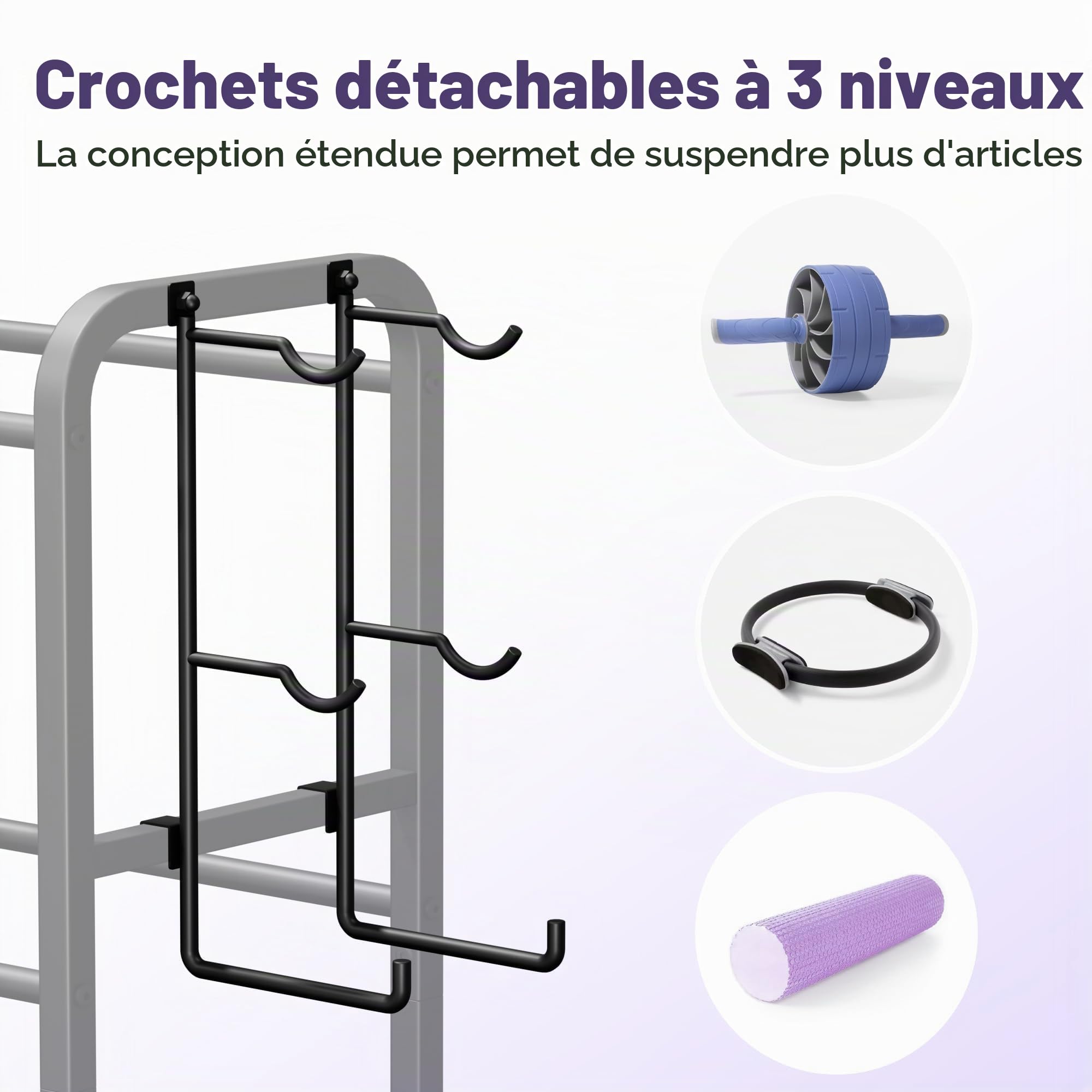 Josmimic Support de rangement pour tapis de yoga, support de rangement pour salle de sport à domicile