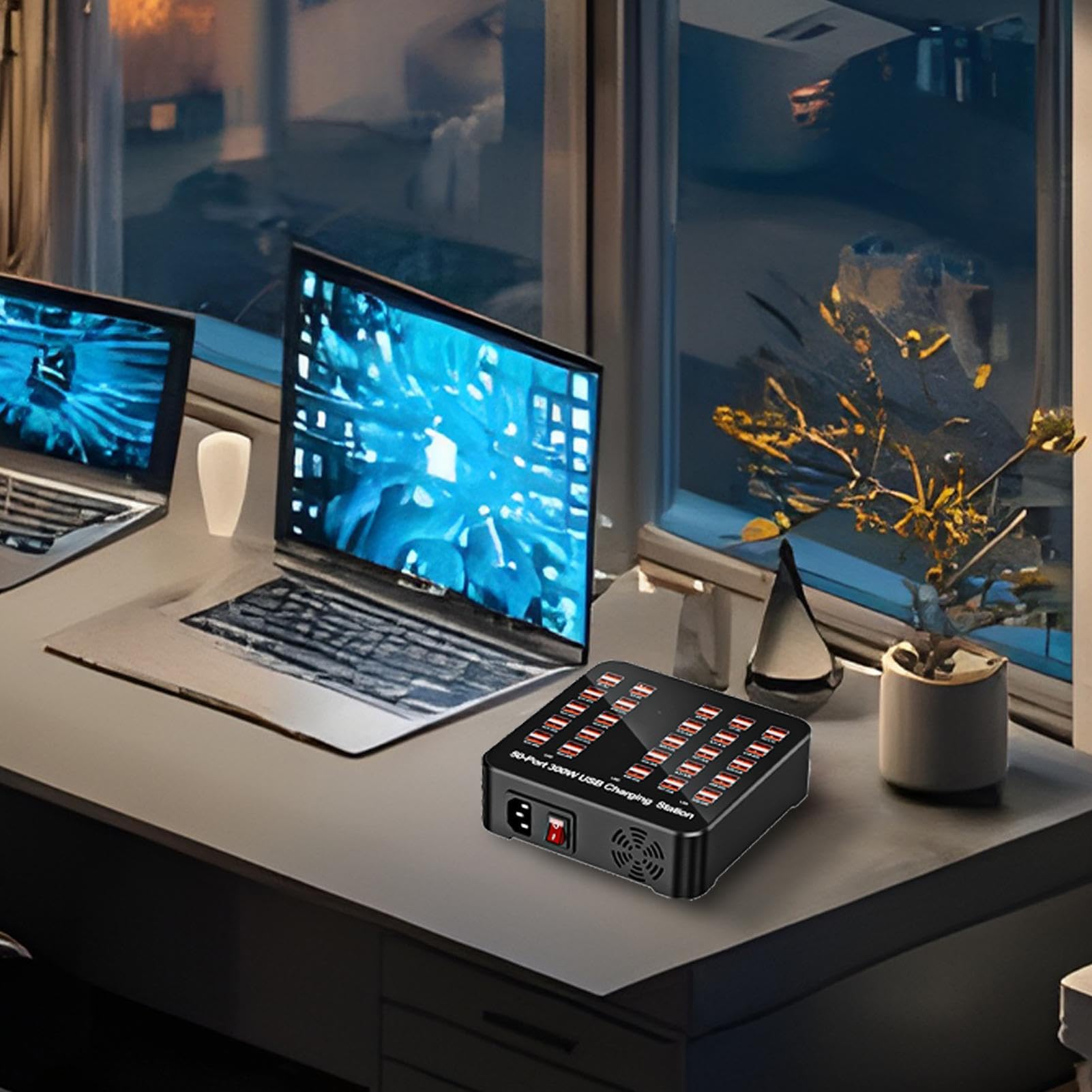 USB Schnellladestation | Mehrfach-Ladegerät mit mehreren Anschlüssen - Tragbare Steckdose Für Smartphone Tablet Computer Unterwegs Zuhause