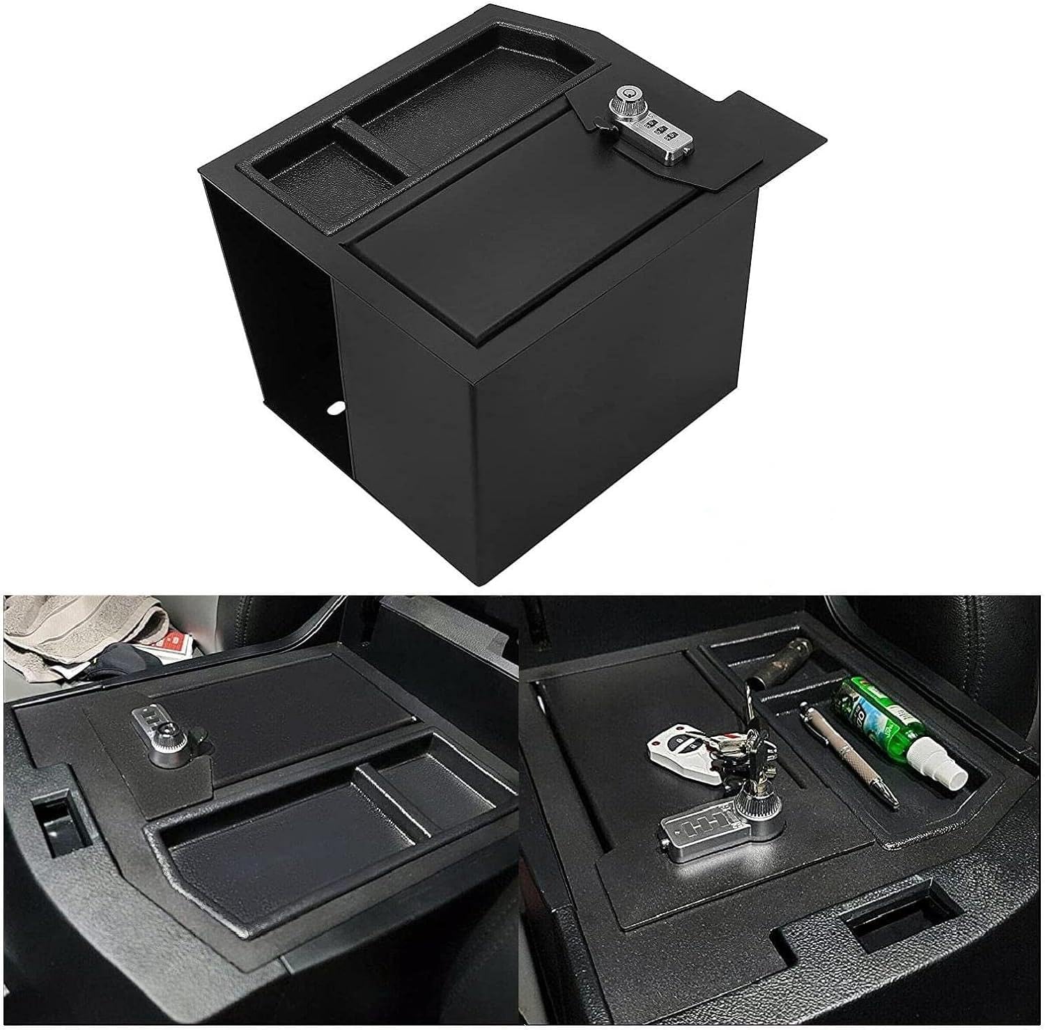 Center Console Safe Compatible with 2007-2013 Toyota Tundra 2008-2021 Toyota Sequoia Heavy-Duty Steel Storage Box Replacement for 00016-79184