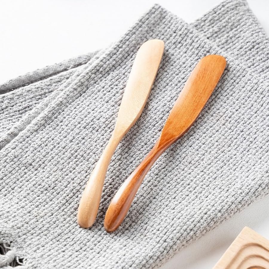 Miniatura 2 de Cuchillo esparcidor de mantequilla, cuchillos de postre de queso de madera, cuchillo de mantequilla de desayuno, rebanador de sándwiches, paquete de