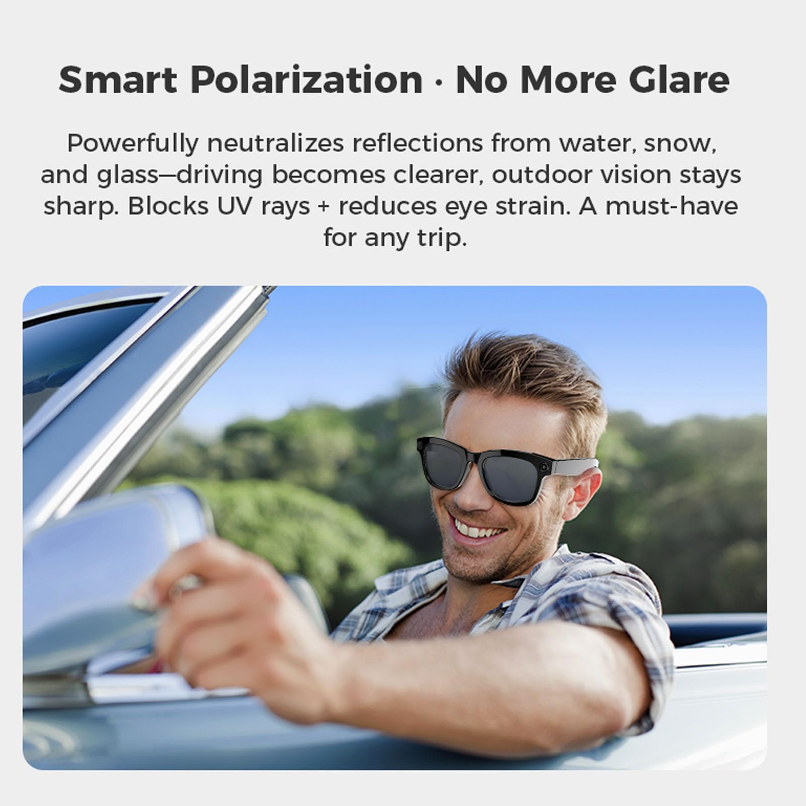 Lunettes Intelligentes, Lunettes de Traducteur Bluetooth AI avec Appareil Photo HD 5MP 1080p, Haut-parleurs, Appel Musical, Traduction 26 Langues (Sunglasses)